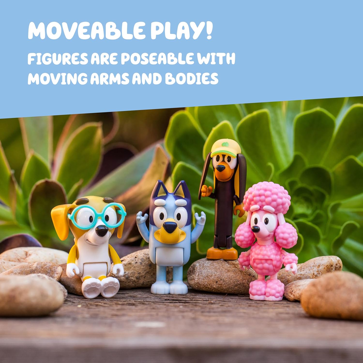 Bluey School Figurine Toys Pack of 4, Articulated Character Toys with Chloe, Rusty, and Calypso Figurines, Small Action Figures for Kids Ages 3+