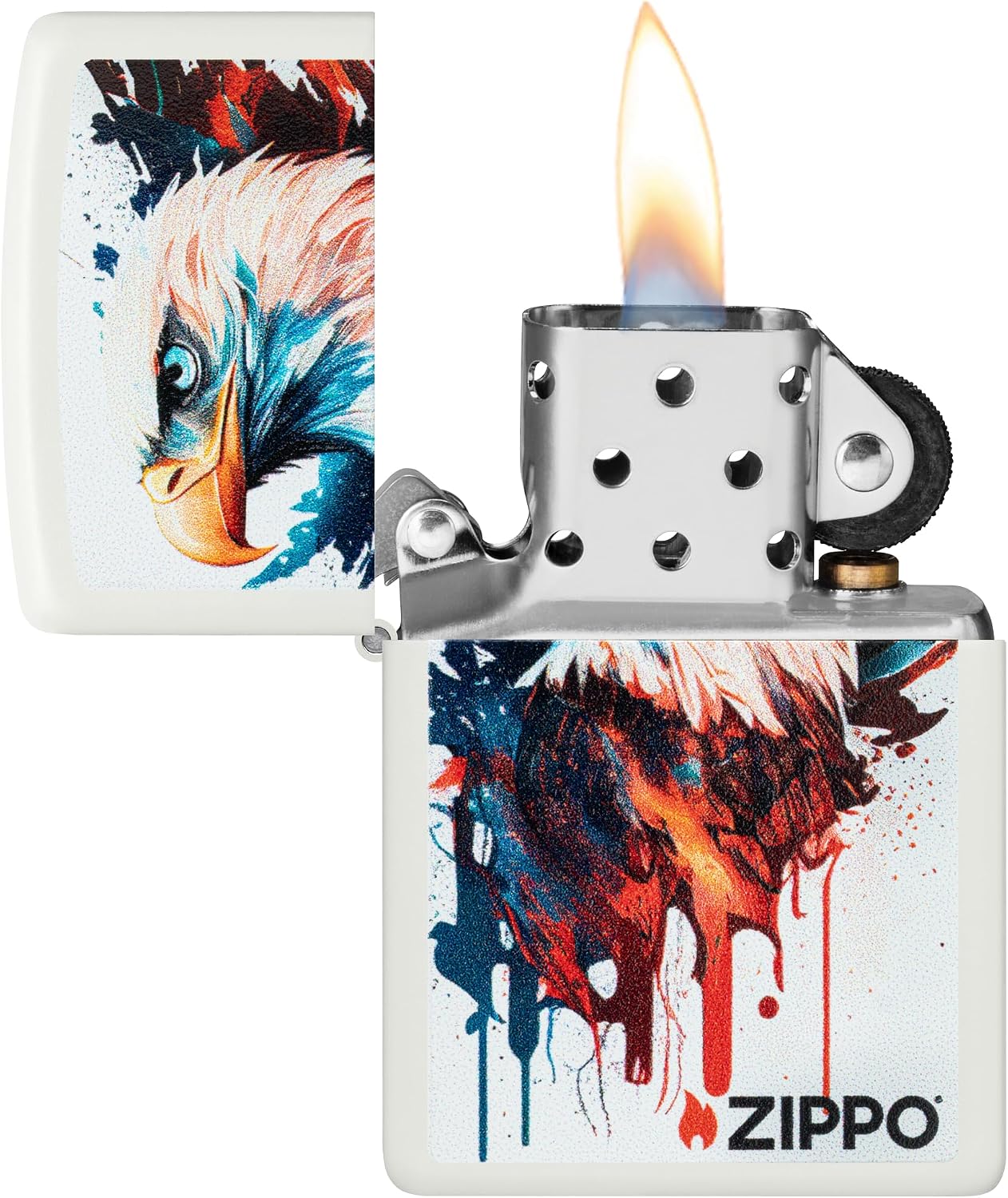 Zippo Eagles Dare Pocket Lighter - Refillable Flip-Top Windproof Lighters - Fierce Soaring Eagle Patriotic Design Pocket Lighters - Luxury Metal Lighter Made in USA