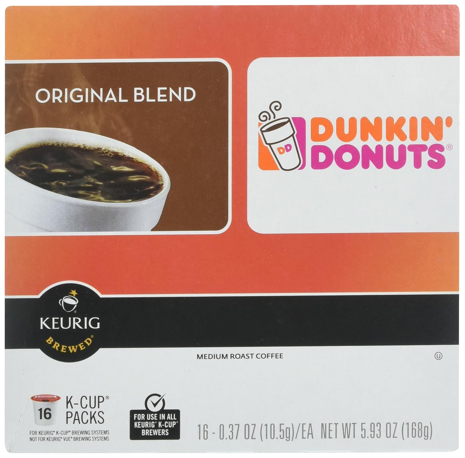 Dunkin' Donuts 2091512 Original Blend Coffee K-Cup Pods Medium Roast 44/Box (006933)