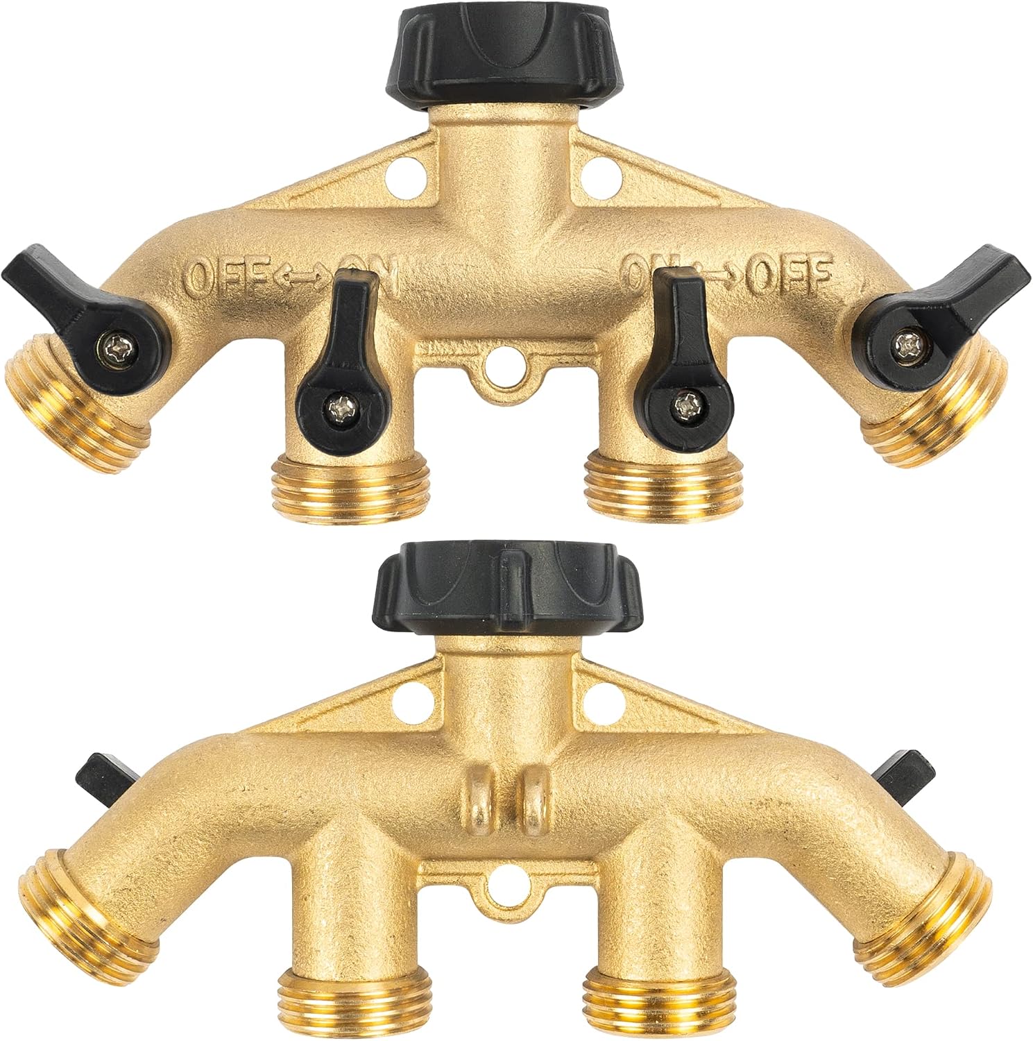 Hourleey Brass Garden Hose Splitter 2 Way, 3/4 Inch Hose Connector Tap Splitter, Hose Y Splitter