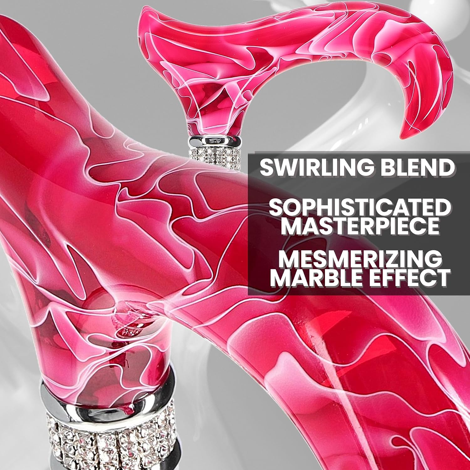 Stylish Walking Sticks – Rhinestone Collar Designer Adjustable Canes Colorful – Best Gift for Men and Women Light Weight Aluminum Shaft & Safe to Walk