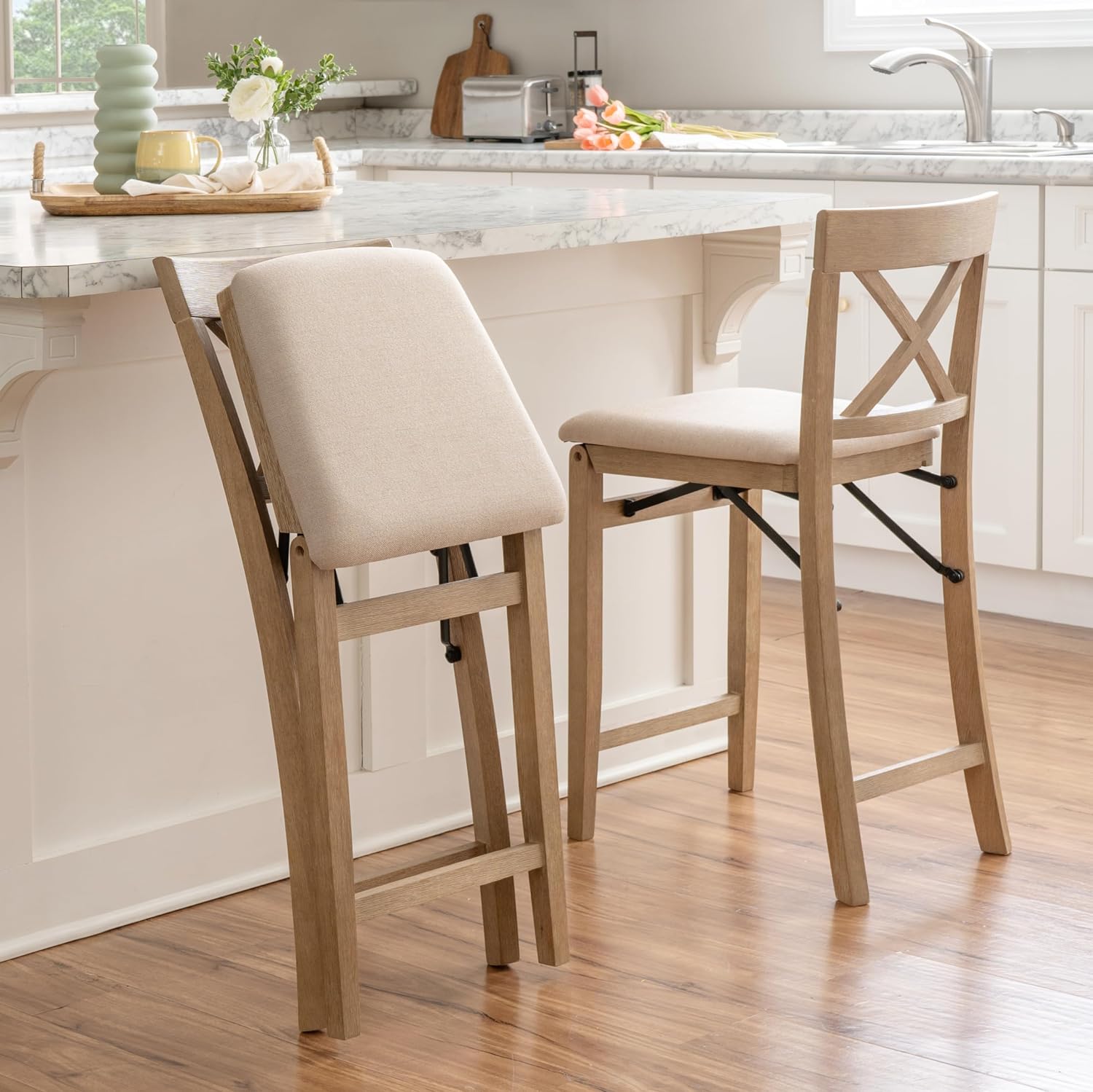 Linon Triena X Back Folding Counter Stool, Brown