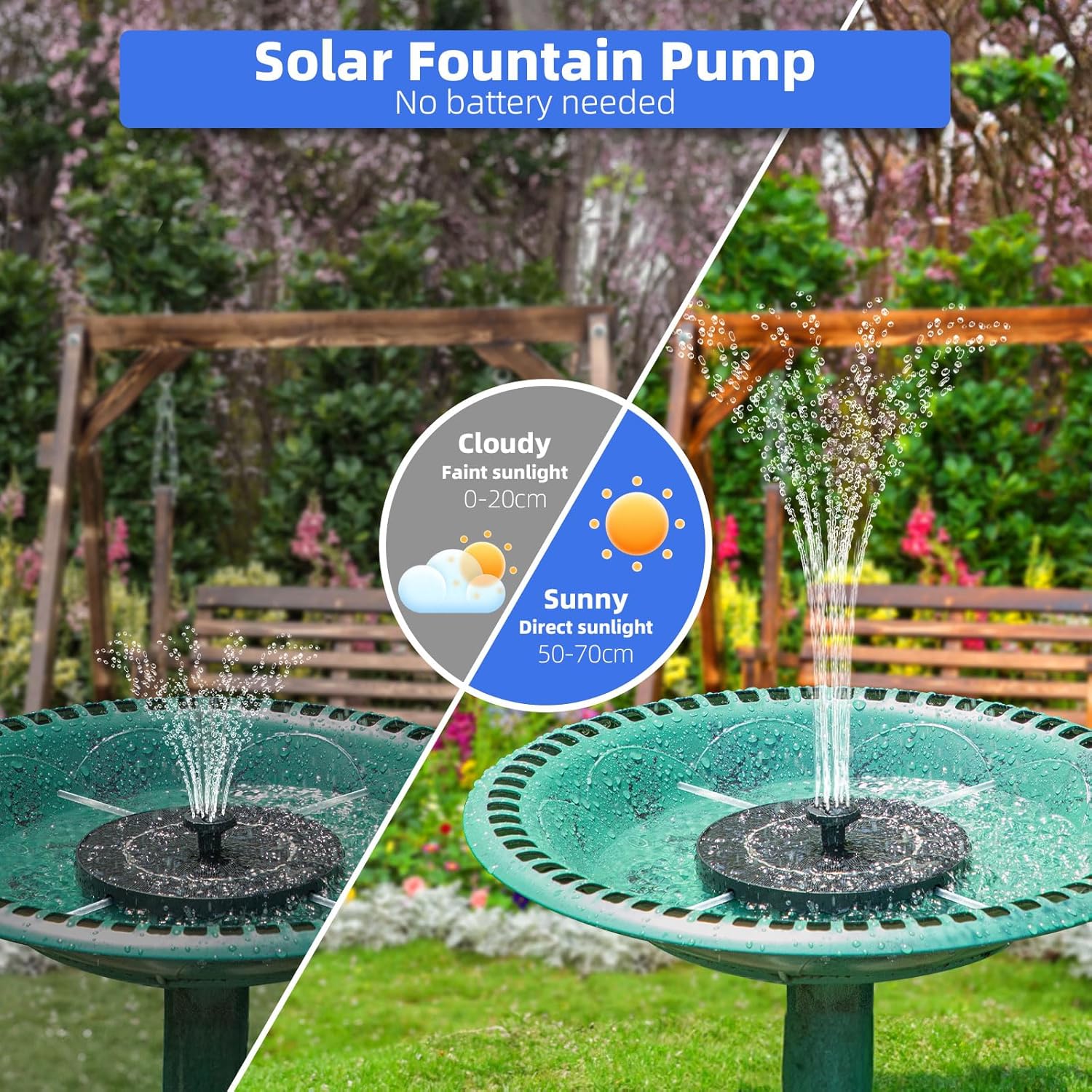 Solar Fountain for Bird Bath, Solar Water Fountain with Multiple Nozzles & Fixed Pipes, Upgraded Version 3.5W Solar Water Pump, Suitable for Bird Bath