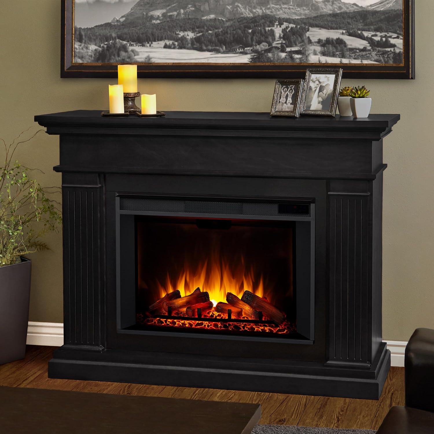 Real Flame Centennial Grand Electric Fireplace with Mantel for Living Room or Bedroom, Replaceable Fireplace Insert Heater
