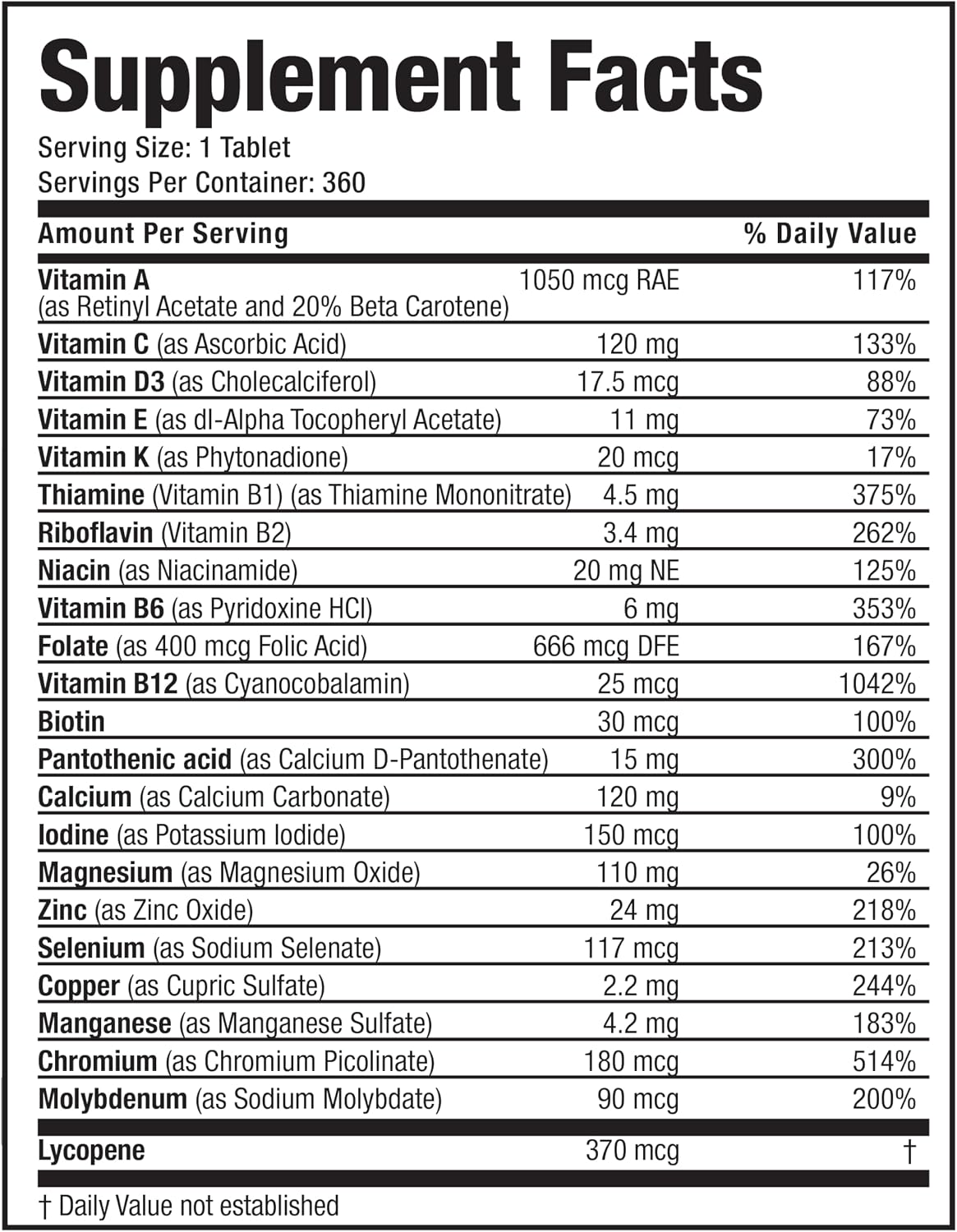 Bronson ONE Daily Mens 50+ Complete Multivitamin Multimineral, 180 Tablets | Once-Daily, Targeted Nutrition For Active Men Over 50, Non-GMO, Gluten-Free, Soy-Free