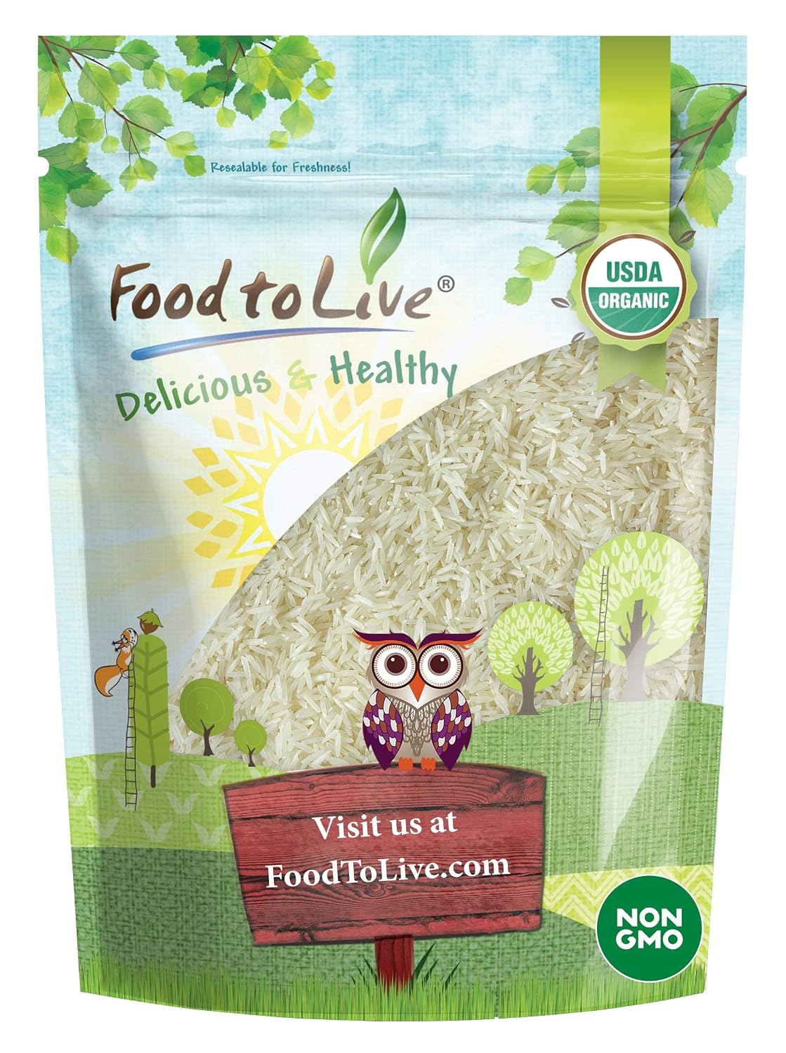 Food to Live Organic White Basmati Rice, 25 Pounds – Non-GMO, Long-Grain Rice Variety, Fragrant, Kosher, Vegan, Bulk. Non-Irradiated. Less Starch.Great for Indian Dishes.
