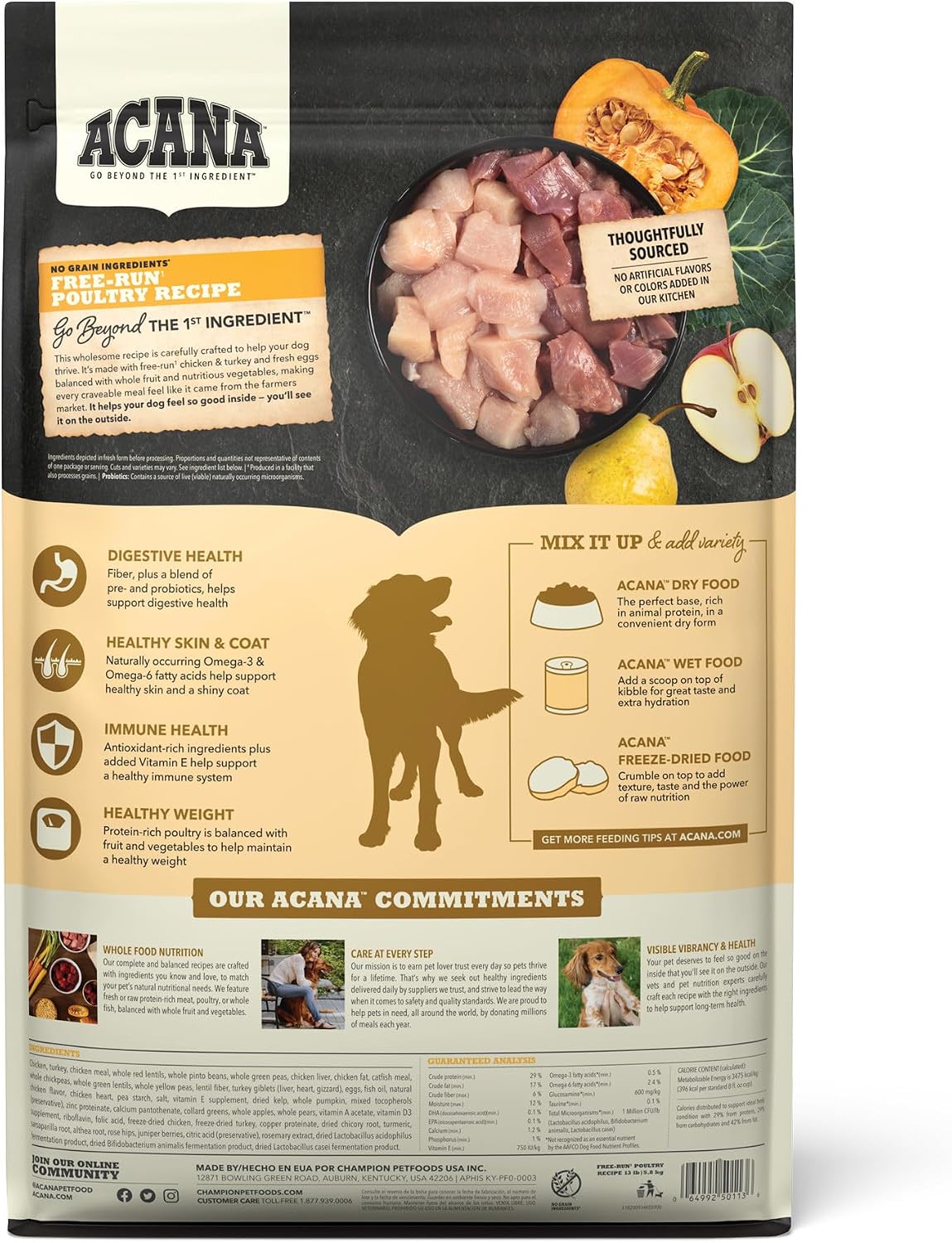 ACANA Grain Free Dry Dog Food Red Meat Recipe 4.5lb. Bag | Freeze Dried, Grain Free, High Protein, Made in the USA, Omega-3 Fatty Acids, Digestive Health, Global Quality Ingredients