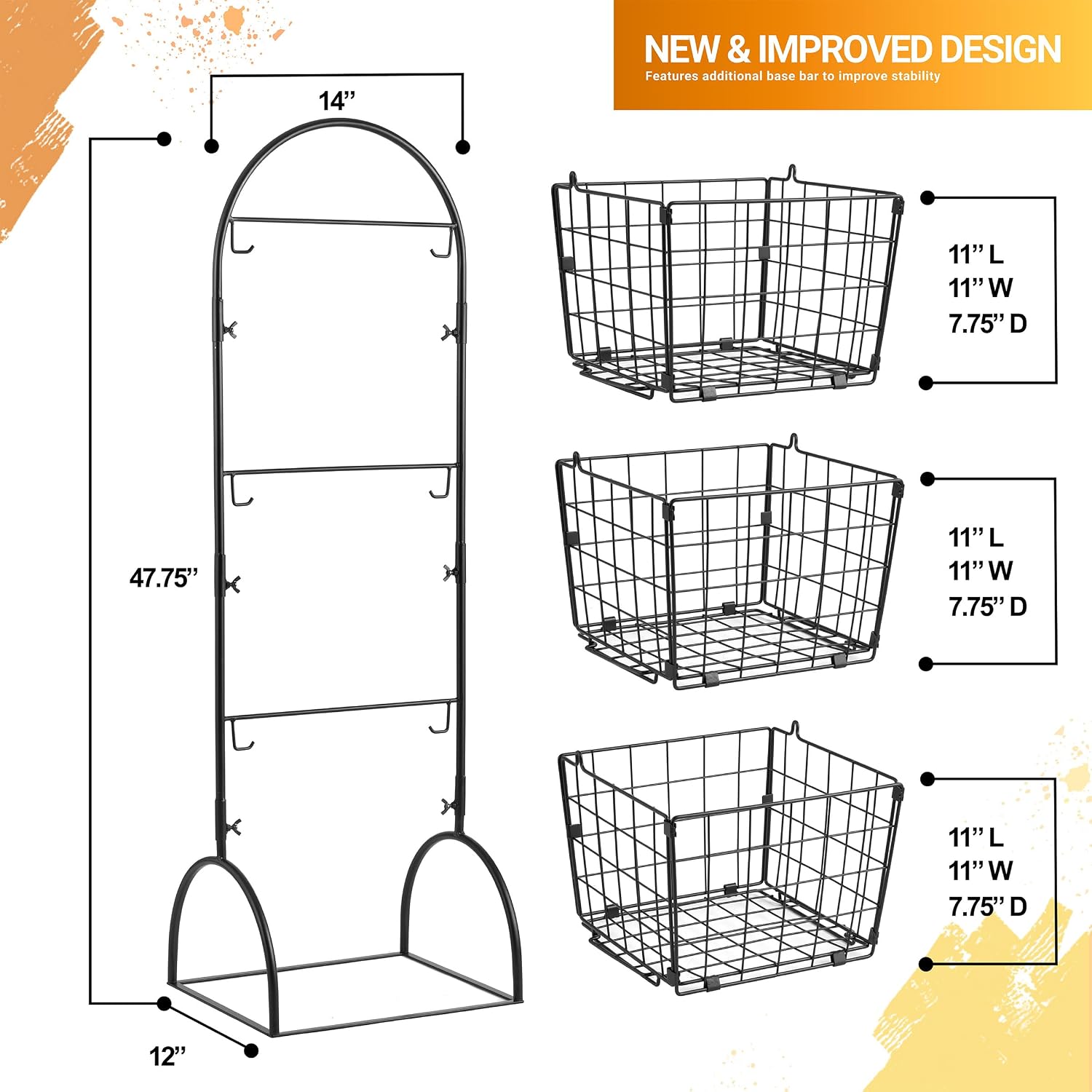 Sorbus 3-Tier Wire Market Basket Storage for Fruit, Vegetables, Toiletries, Household Items, Stylish Tiered Serving Stand for Kitchen