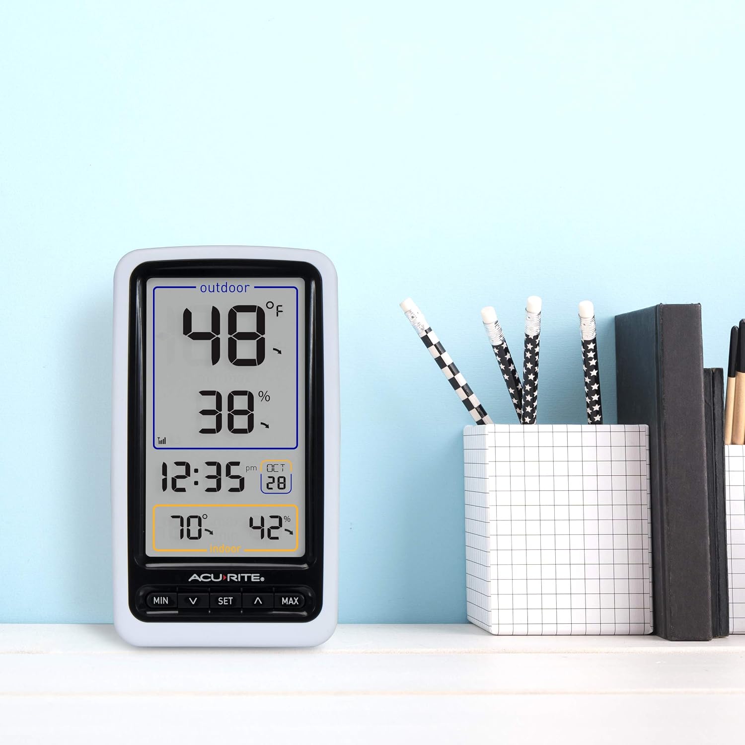 AcuRite Digital Thermometer with Indoor, Outdoor Temperature and Daily High and Lows (00424CA), White
