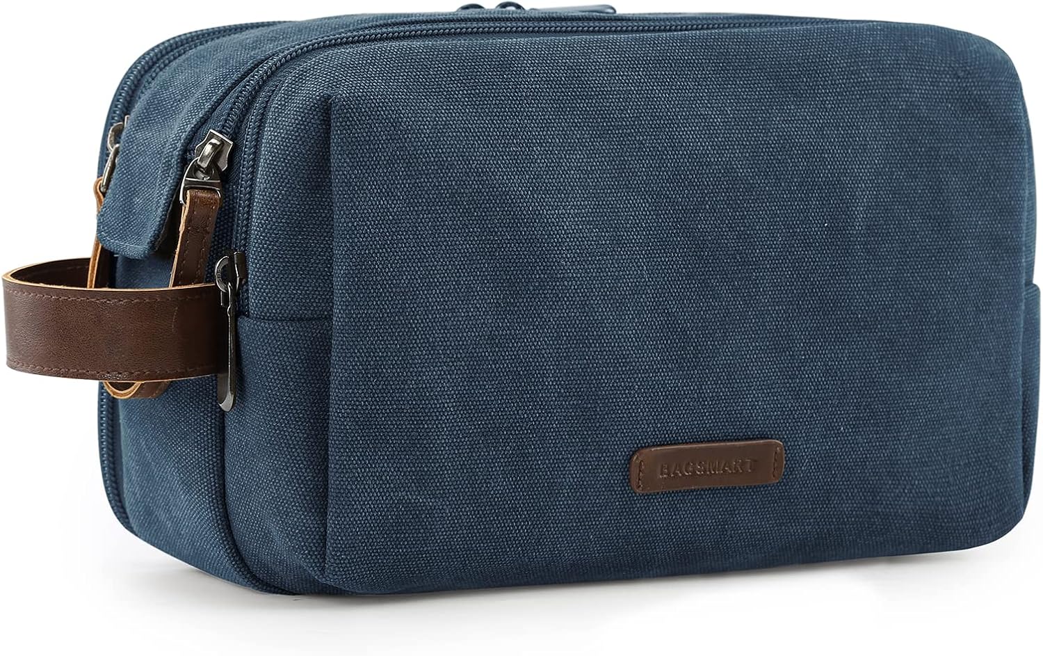 BAGSMART Toiletry Bag for Men, Canvas Travel Toiletry Organizer Dopp Kit Water-resistant Shaving Bag for Toiletries Accessories,Grey-Medium