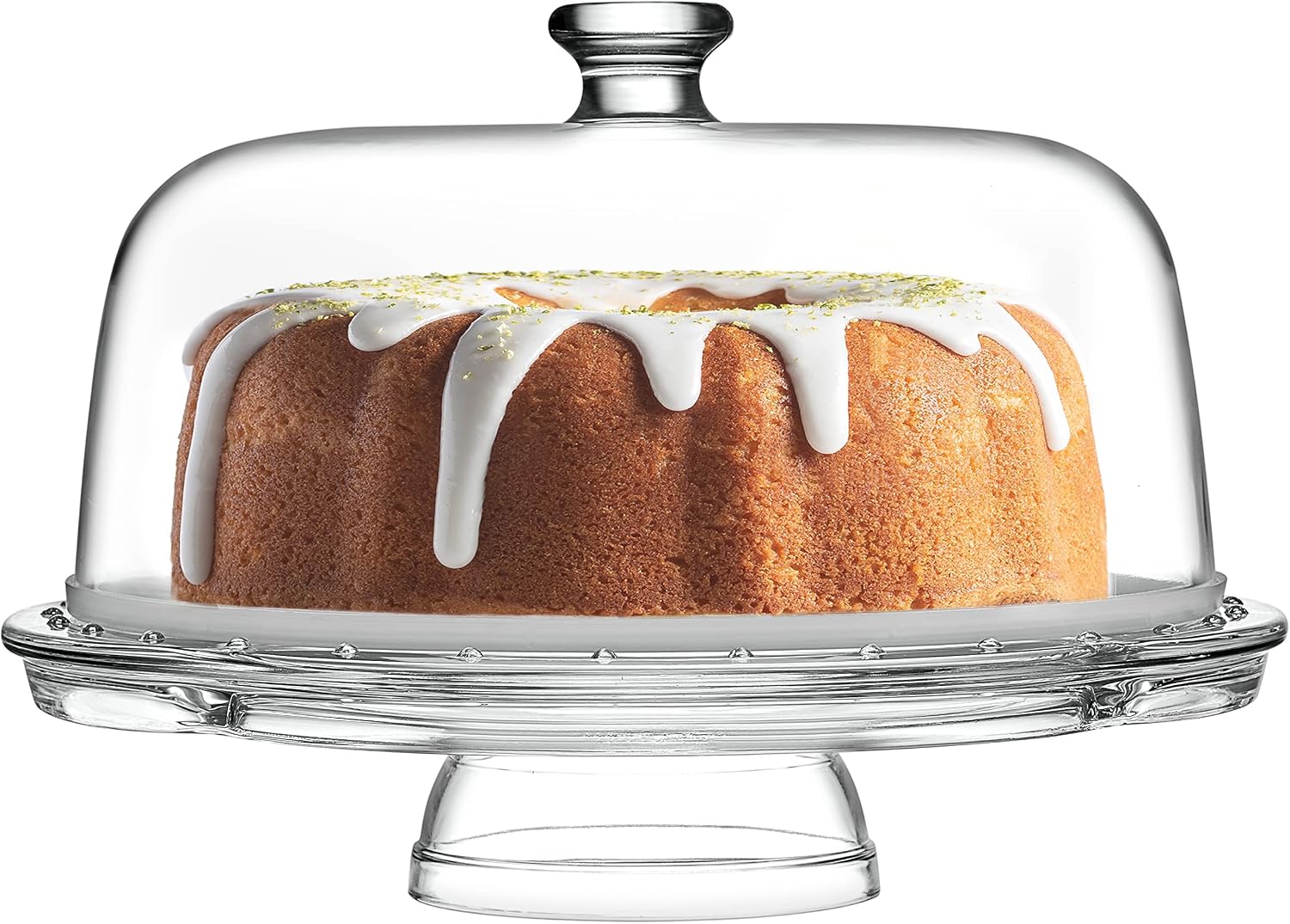 Royalty Art Glass Cake Stand with Dome, 6-in-1 Convertible Server
