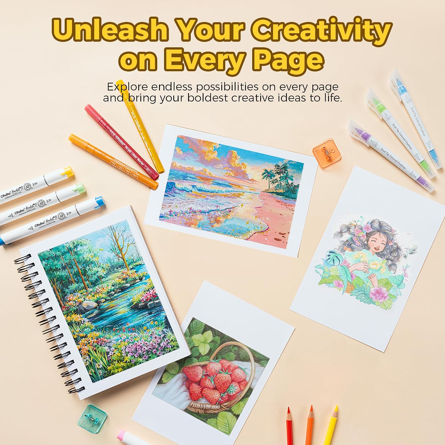 Ohuhu 7"x10" Marker Paper Pad Art Sketchbook for Drawing and Sketching