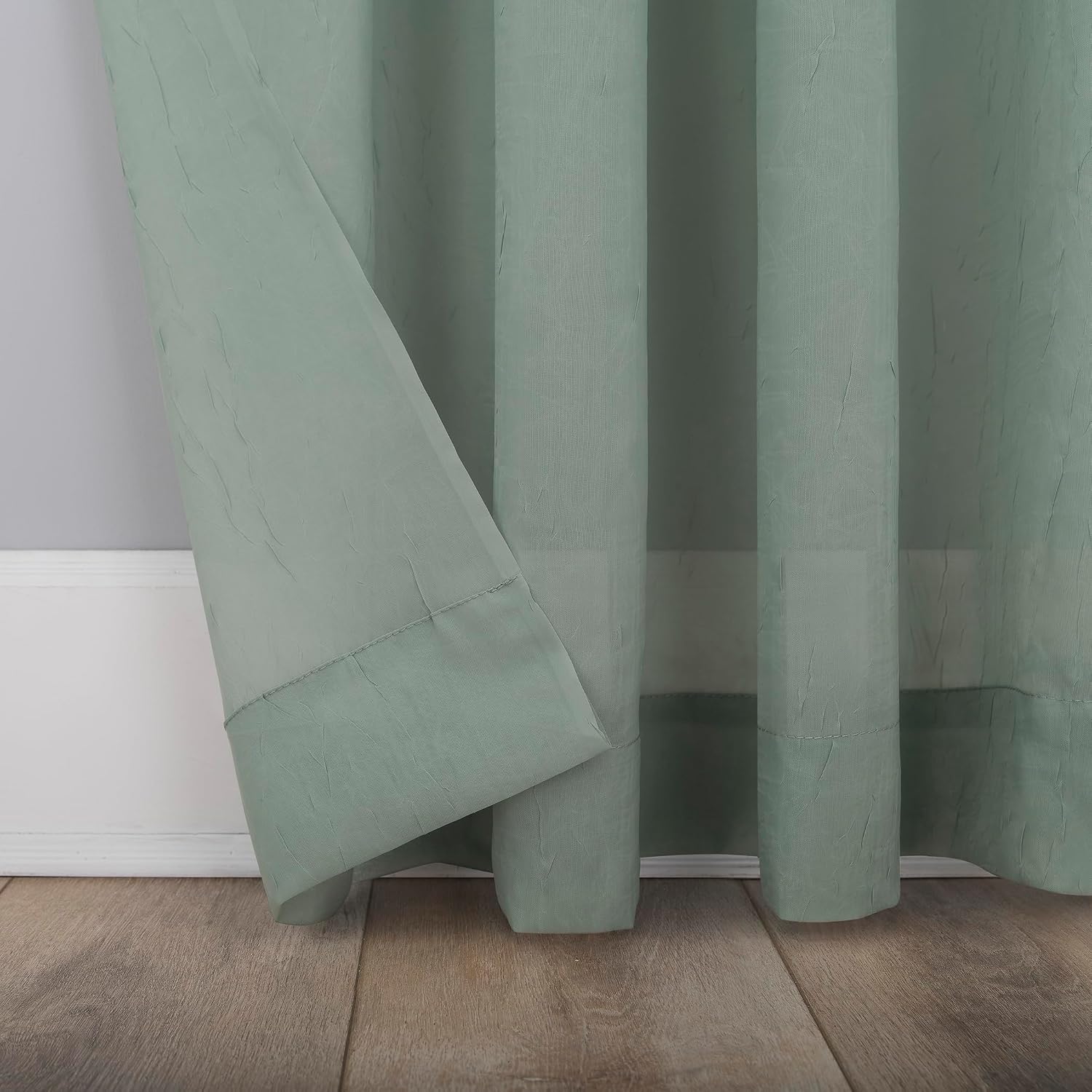 No. 918 Erica Crushed Sheer Voile Rod Pocket Curtain Panel, 51" x 108", Eggshell Off-White