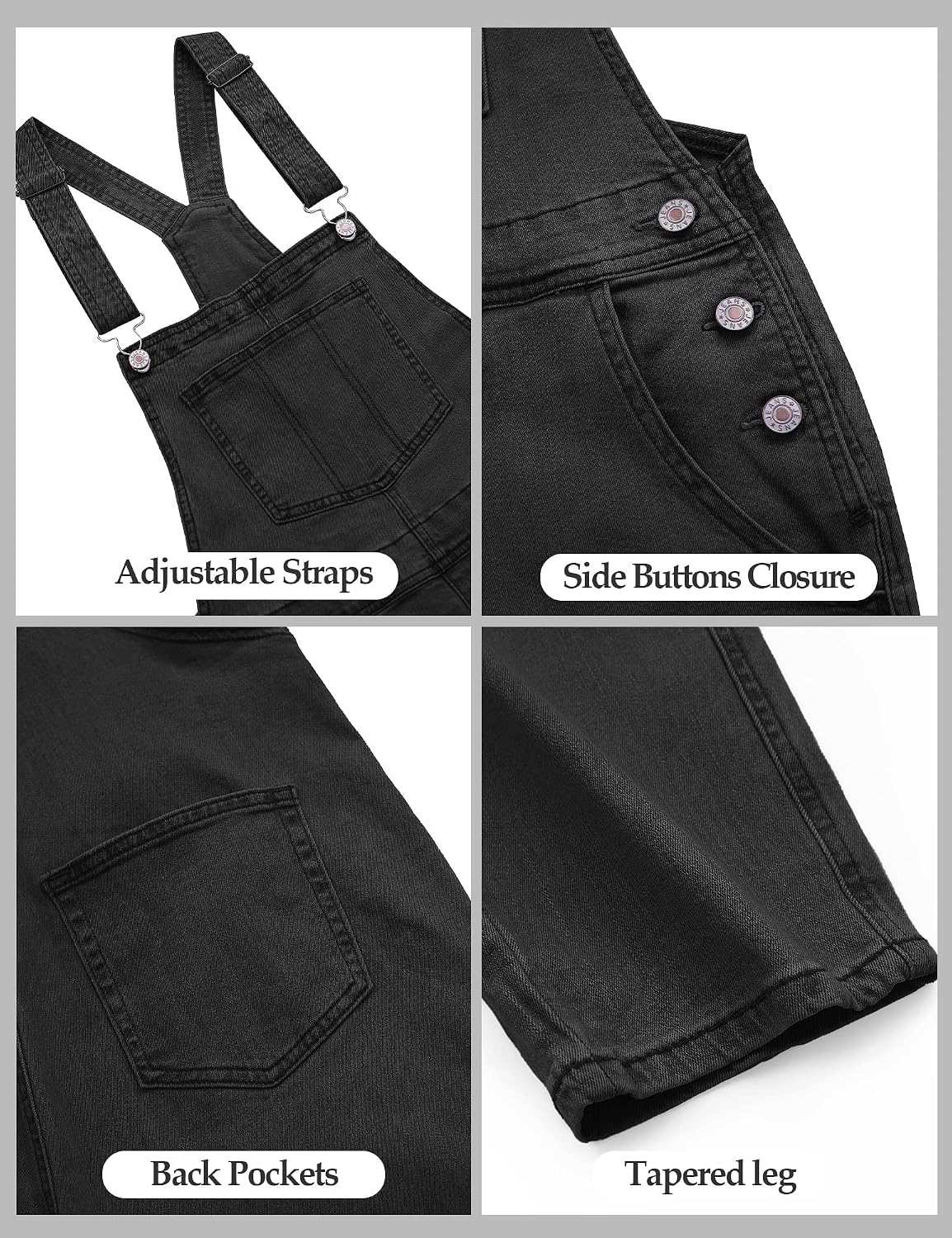 luvamia Women's Casual Stretch Adjustable Denim Bib Overalls Jeans Pants Jumpsuits