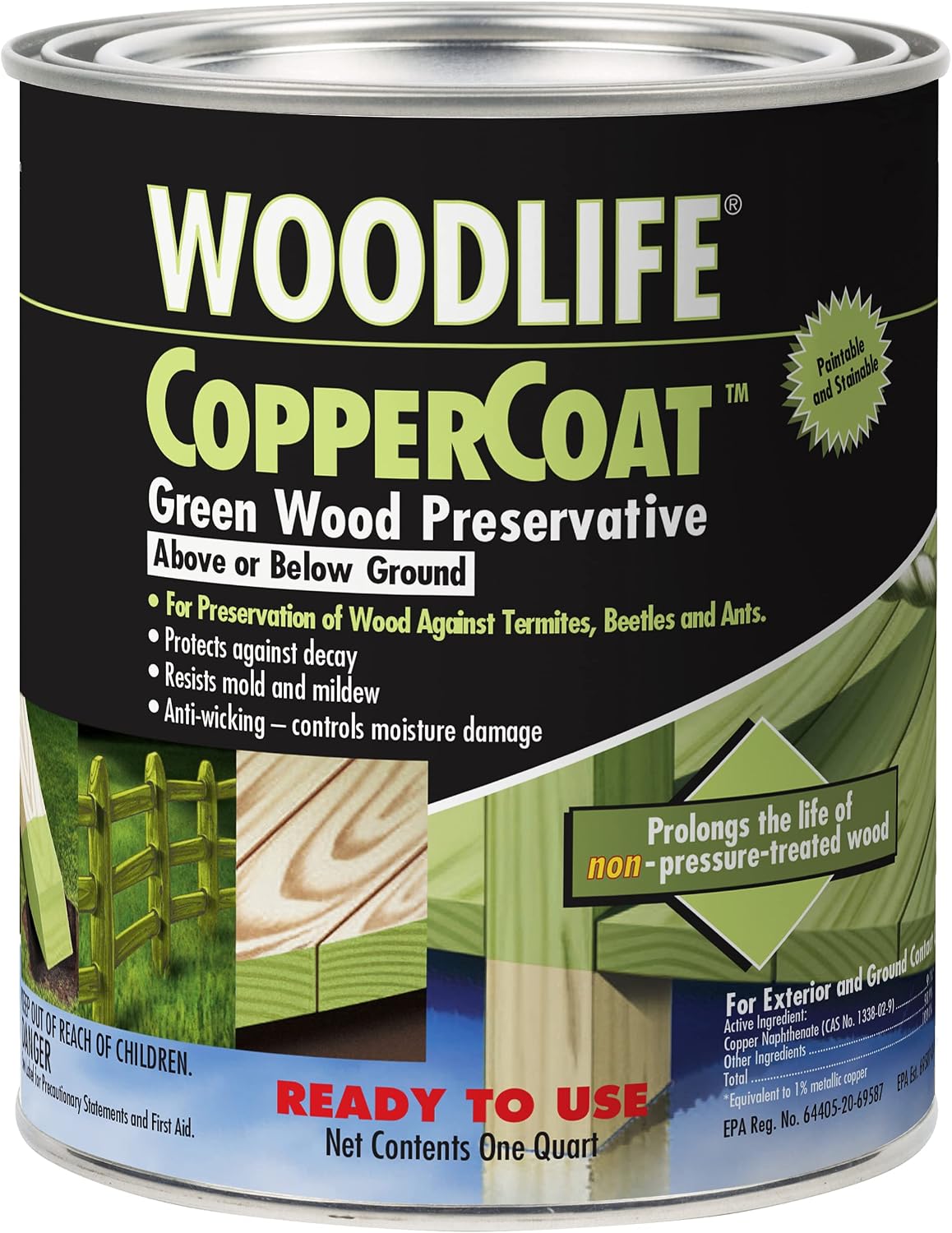 Rust-Oleum WOODLIFE 902 Wolman Classic Clear Wood Preservative-Above Ground, Quart, 0.95 Liters | Protects Against Rot & Decay, Above Ground Wood Protection, Clear Preservative Formula, Quart