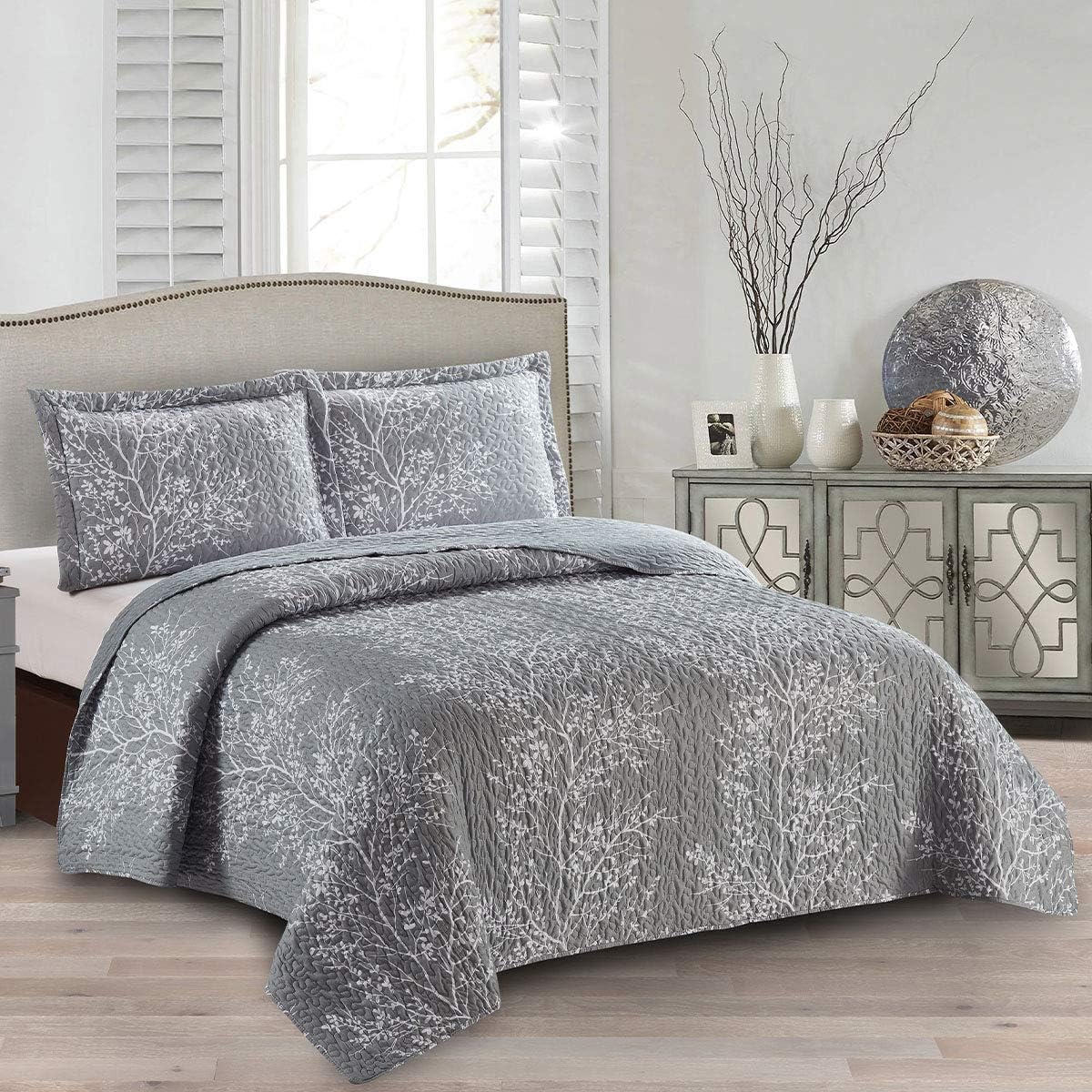 Royal Hotel Ayat Birds Oversized Coverlet Set Queen Size – Luxury Queen Quilt Bedspread, All Season Soft Filled Quilts