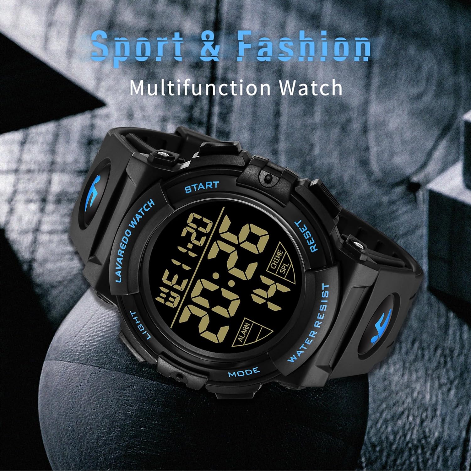 L LAVAREDO Mens Digital Watch Sports Military Watches Waterproof Outdoor Chronograph Wrist Watches for Men with LED Back Ligh/Alarm/Date