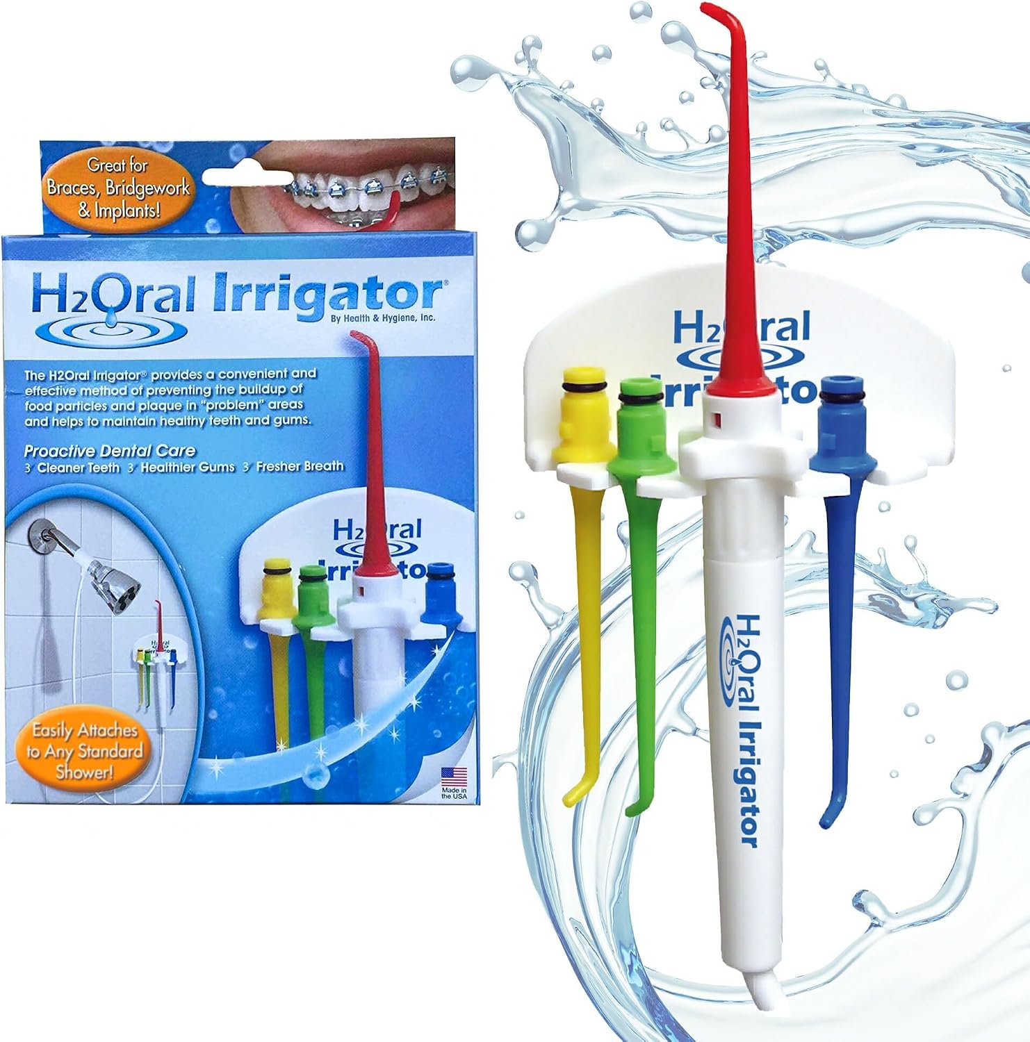 Oral Irrigator - Shower Water Flosser for Healthy Teeth and Gums Made in USA
