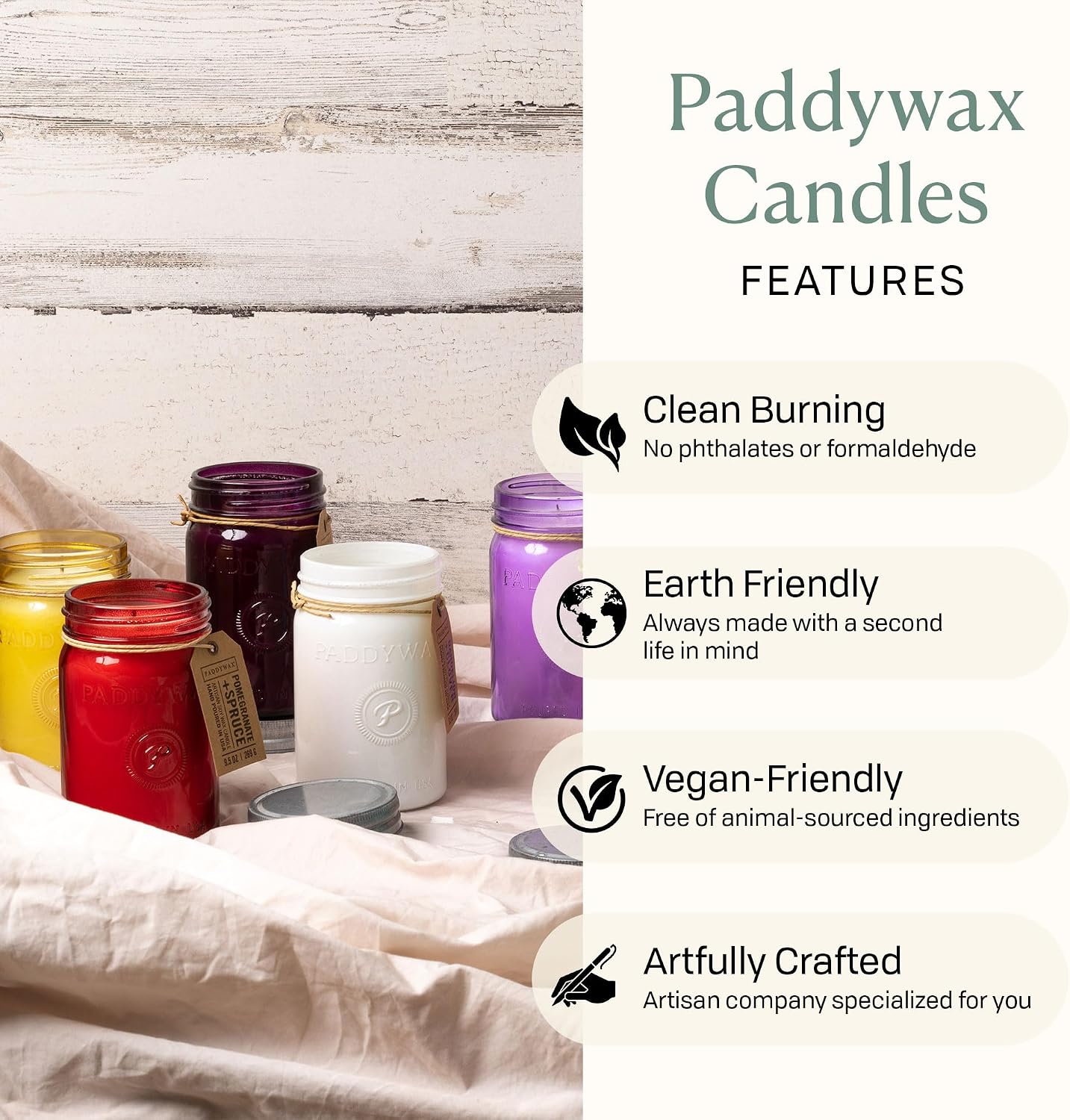 Paddywax Relish Soy Wax Artisan Candle, Balsam + Fir, 9.5 oz | Scented Candle in Glass Jar with Lid