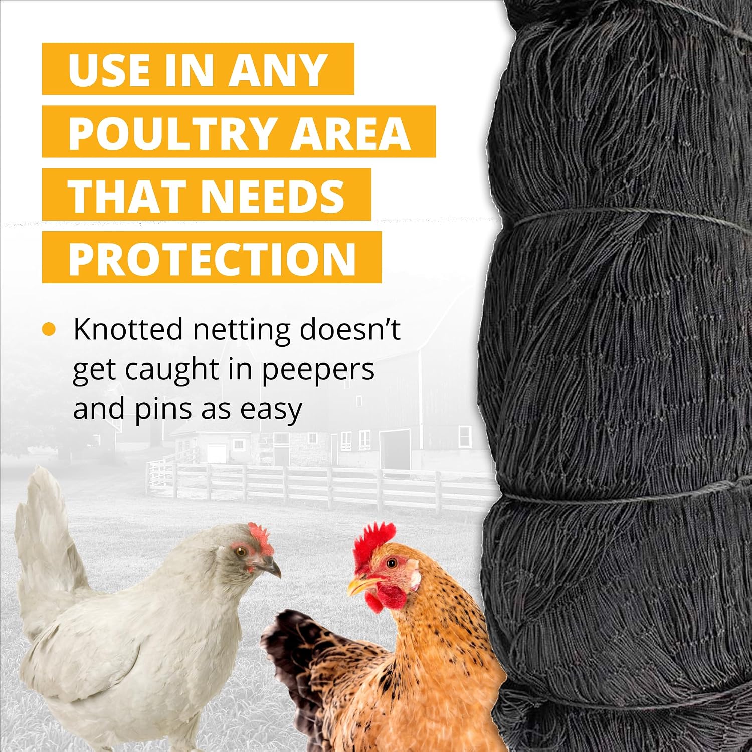 Stromberg’s 2” Mesh Heavy Duty Knotted Aviary Netting, UV Resistant Polyethylene Fiber for Game Birds, Pheasants & Poultry, 85 Lbs Break Strength Durable Against Weather and Predators, Size 25' x 50'