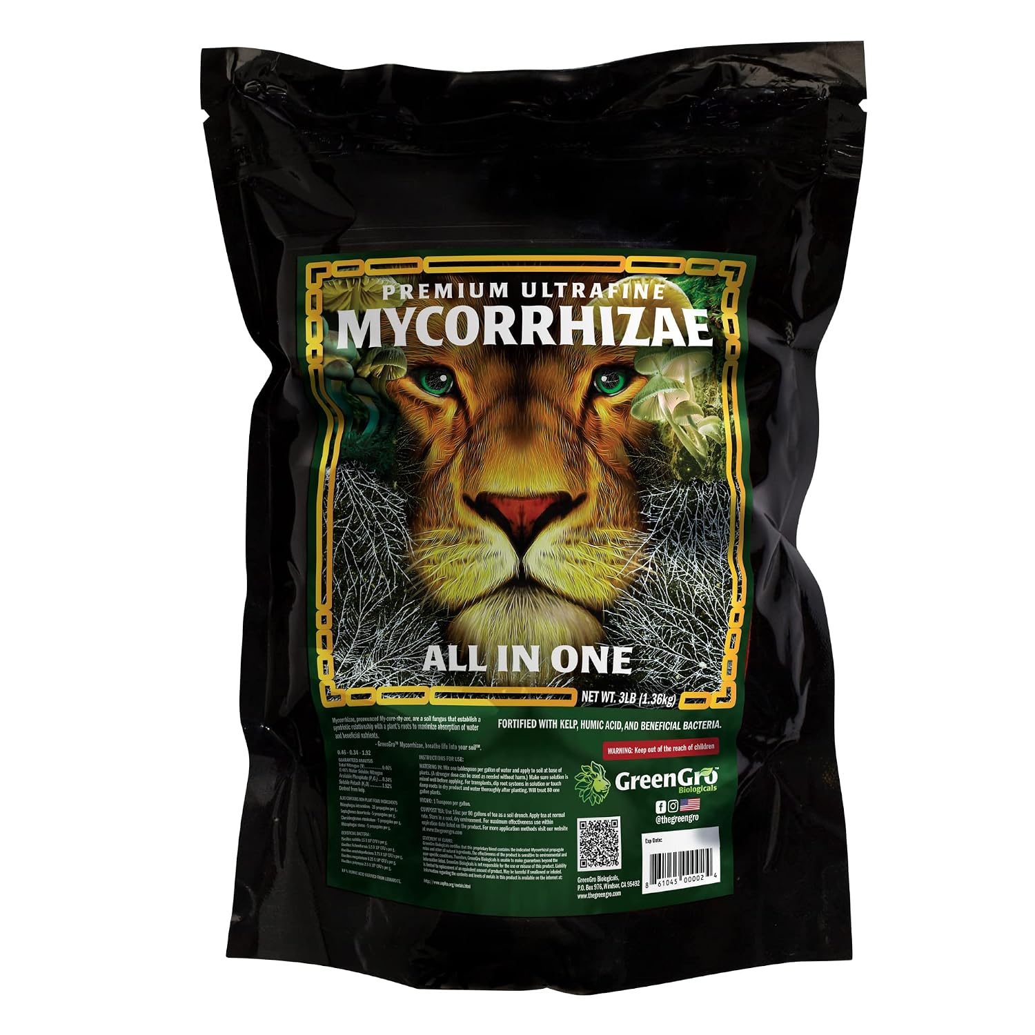 GreenGro Myco Mycorrhizal Inoculant, 8 oz, from Superior Strains | Ultrafine, Water Soluble Root Enhancer, Improves Nutrient Uptake, Eases Transplant, Indoor & Outdoor Plant Fertilizer