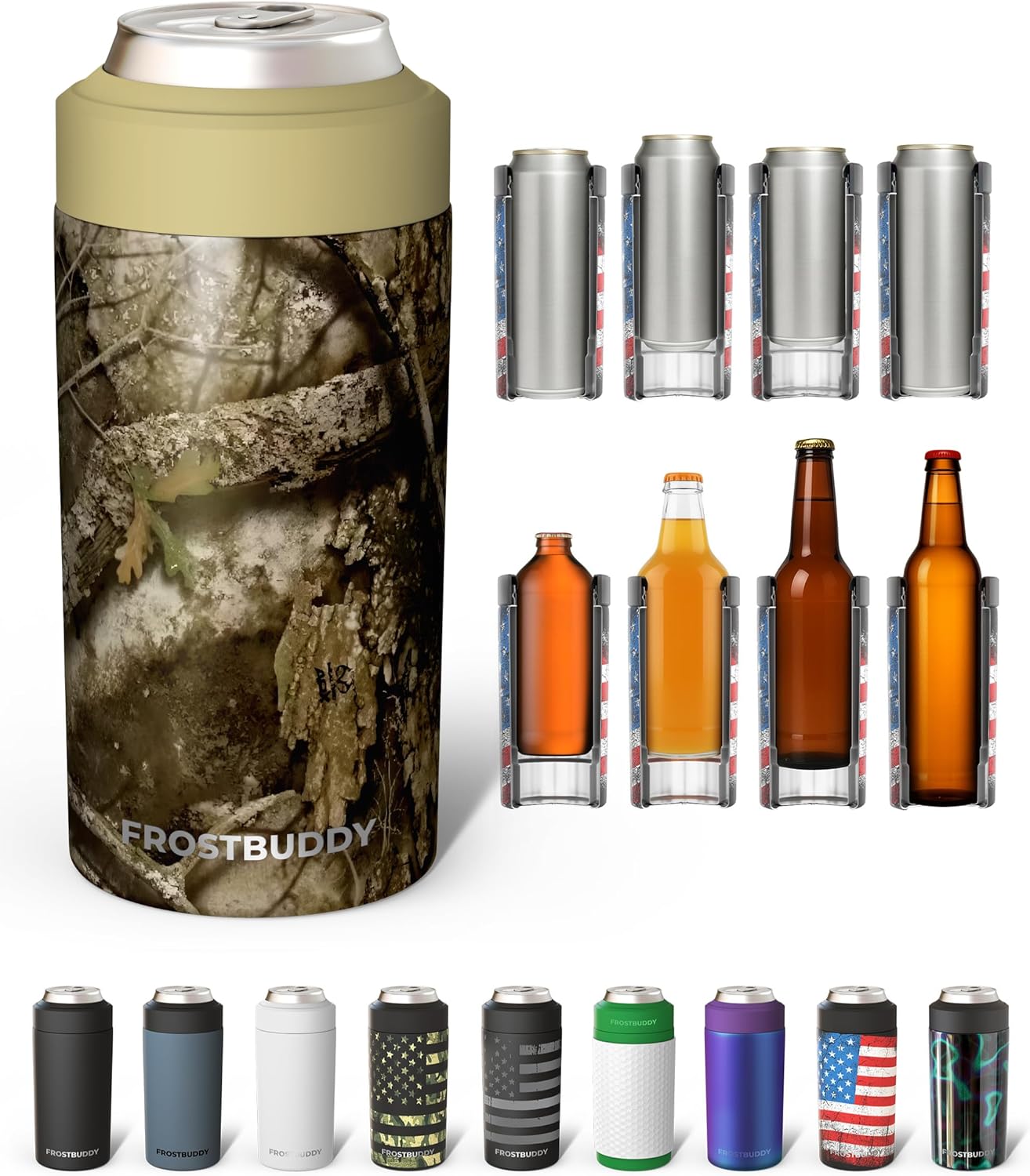 Frost Buddy Universal Can Cooler - Fits Slim Cans, 12 & 16oz (MatteBlack)