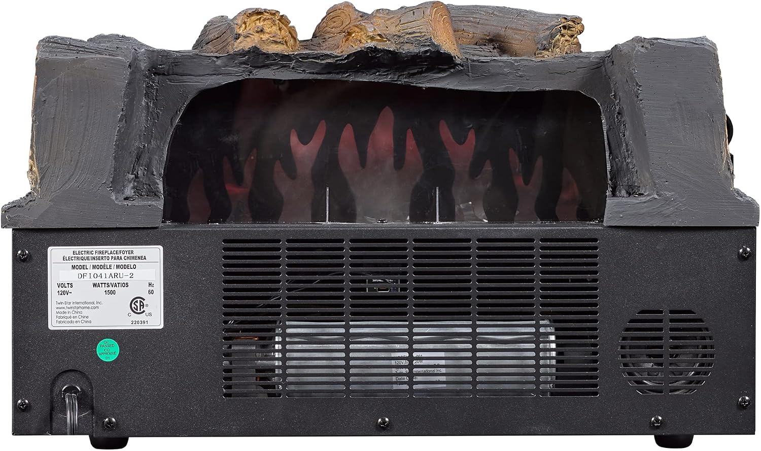 duraflame Electric Log Set 400 Sq Ft Heater, Faux Logs Insert with Lifelike Flames for Existing Fireplaces, Remote Control Included