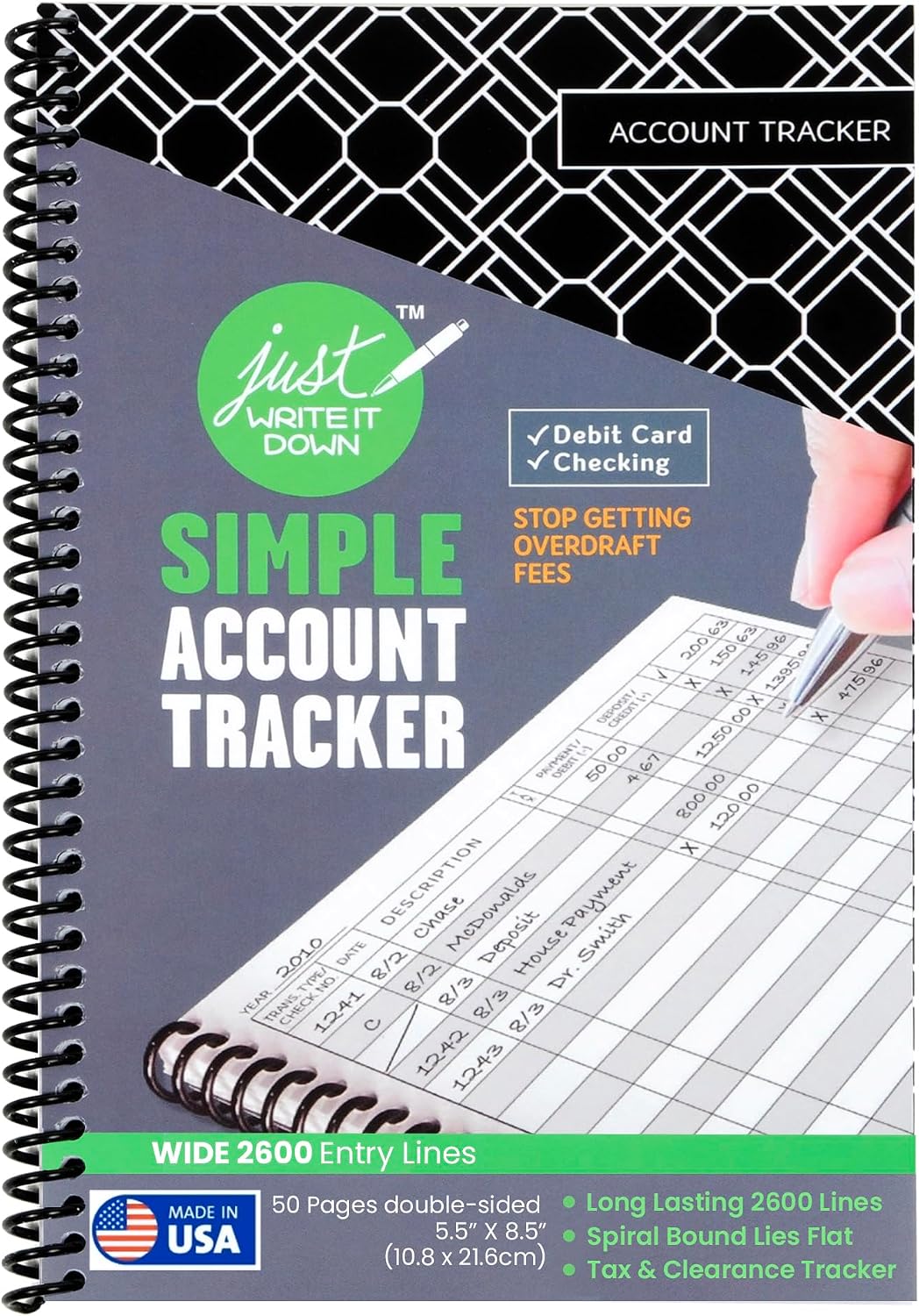The Superior Register's Premium Check Book Register & Debit Card Ledger Notebook - Checking Account Register, Business Ledger, Cash Log & Expense Tracker - Standard Edition - 1 Pc, Teal