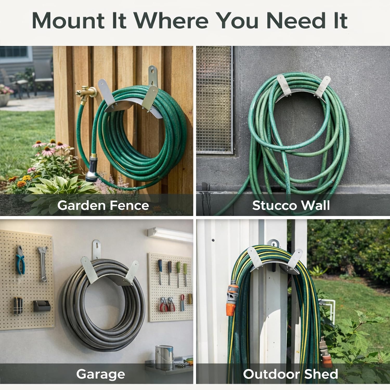 Gardzen Heavy Duty Hose Holder Wall Mount Black