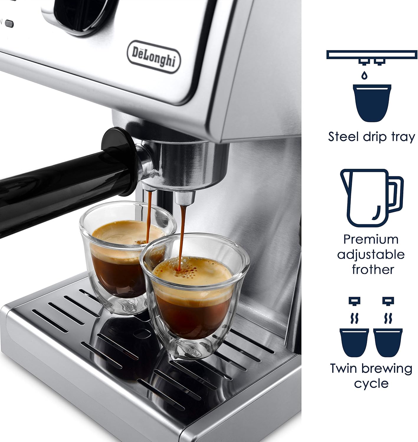 De'Longhi 15-Bar Pump Espresso Machine with Milk Frother & Temperature Control - Compact Home Barista Coffee Maker for Espresso, Latte, Cappuccino & Iced Coffee, Easy to Clean Design