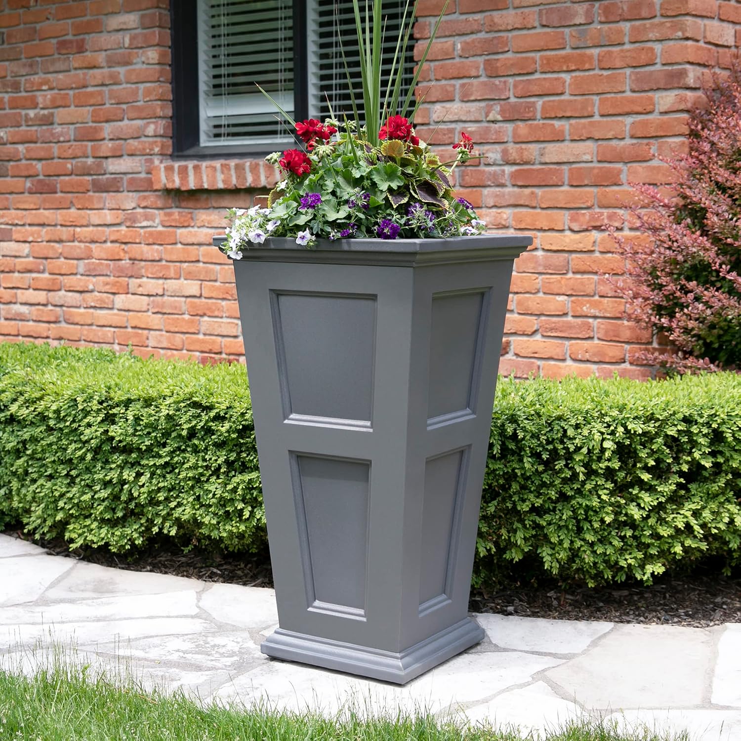 Mayne Fairfield 40in Tall Square Planter, Black | Indoor/Outdoor, All season, Fade resistant, 15-year warranty