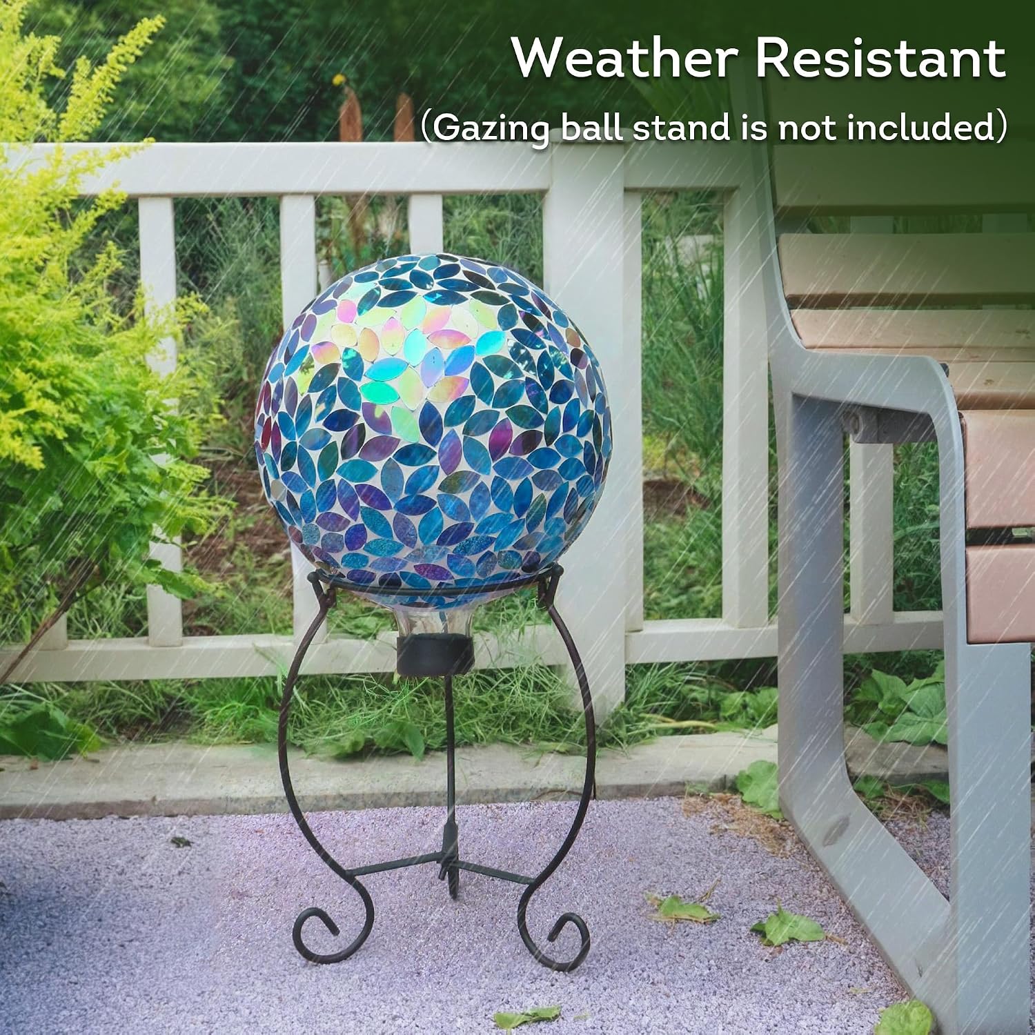 Lily's Home Colorful Mosaic Glass Gazing Ball, Designed with a Stunning Holographic Petal Mosaic Pattern to Bring Color and Reflection to Any Home and Garden, Red and Gold (10" Diameter)