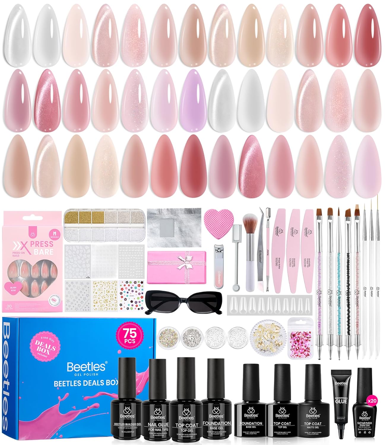 Beetles Gel Nail Polish Set with Base Glossy Matte Top Coat Macaron Gel
