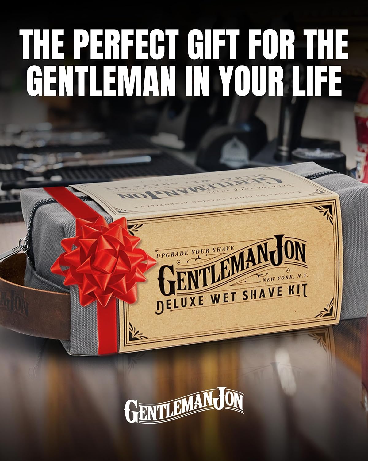 Gentleman Jon Deluxe Vintage Shaving Kit - 8pc Men's Safety Razor Gift Set