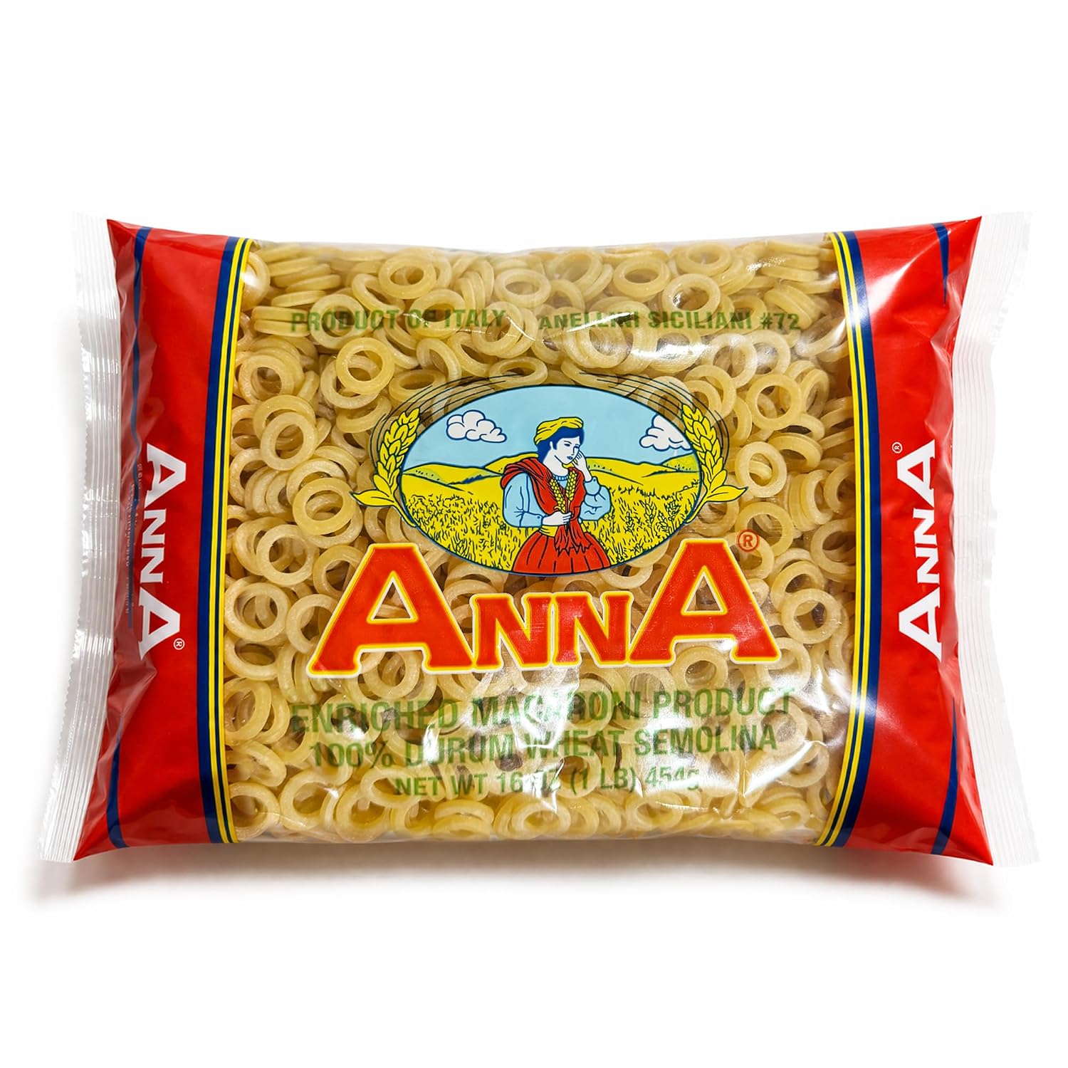Anna - Italian Anellini Siciliani Pasta #72, (4)- 16 oz. Pkgs.