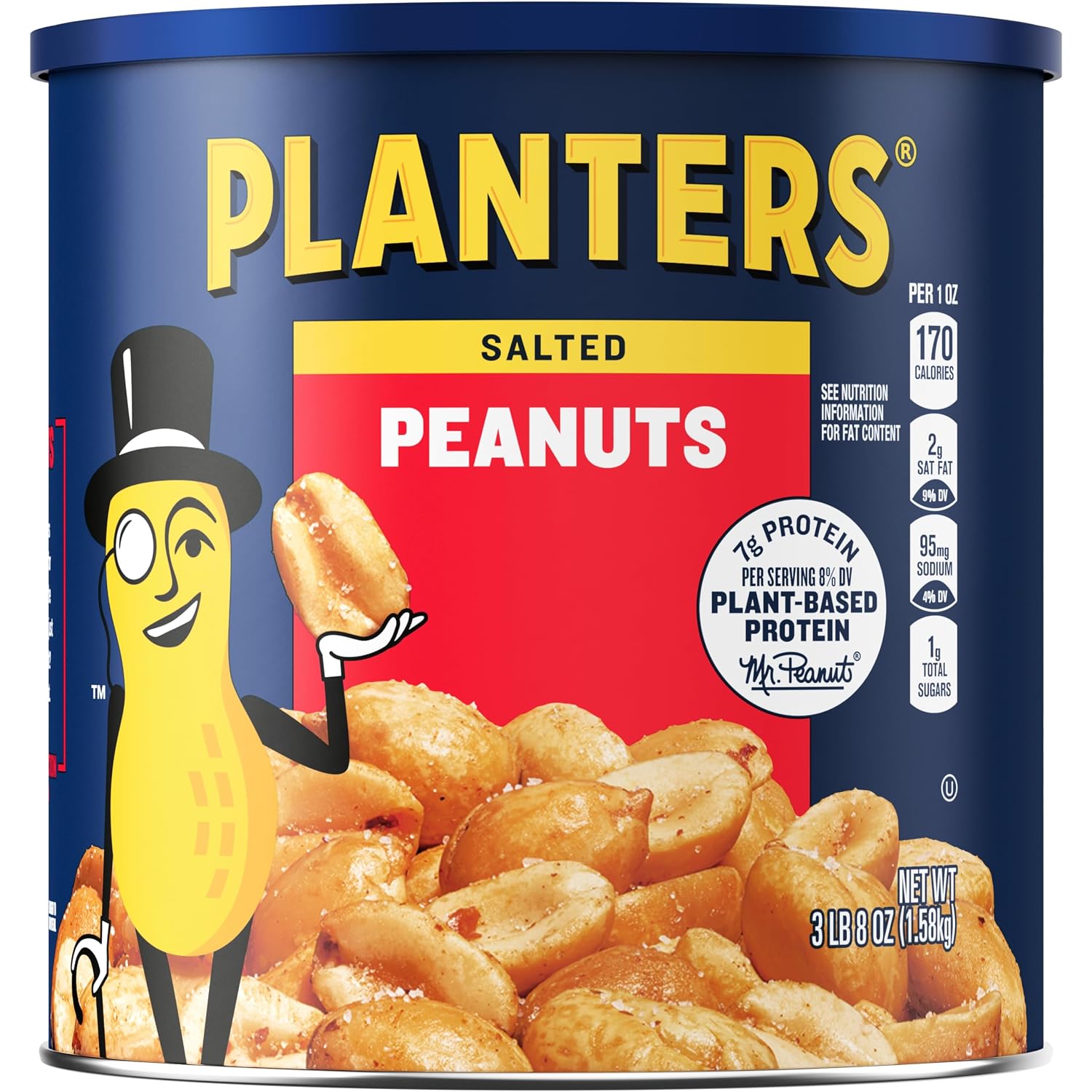 PLANTERS Salted Peanuts, Plant Based Protein Snacks, 2.19lbs (1 Ct)