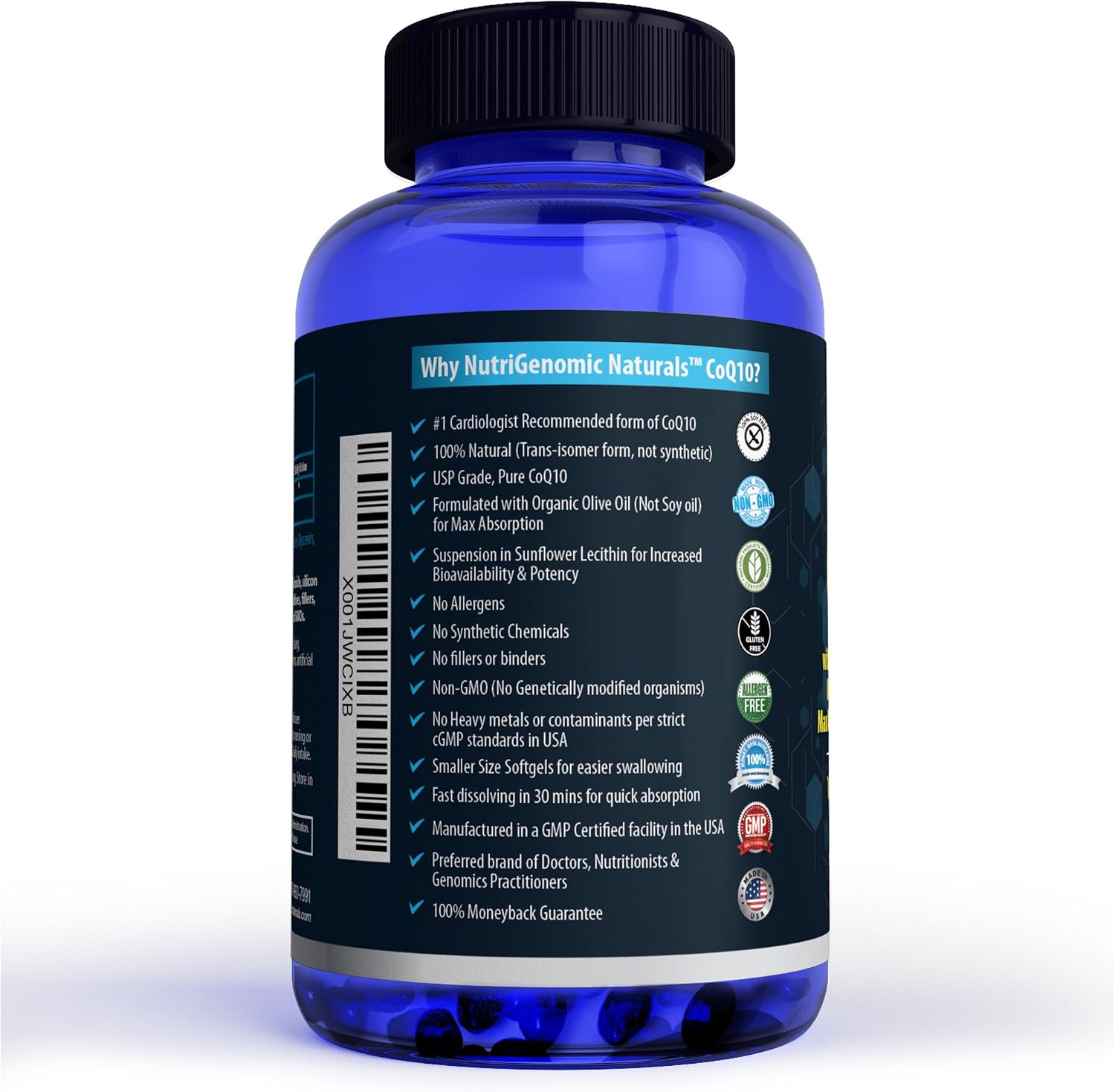 CoQ10, Coenzyme Q10, Highest Absorption with Organic Olive Oil, 100mg, 60 Softgels, Ubiquinone, Ubiquinol, Supports Heart Health. Pure, Natural