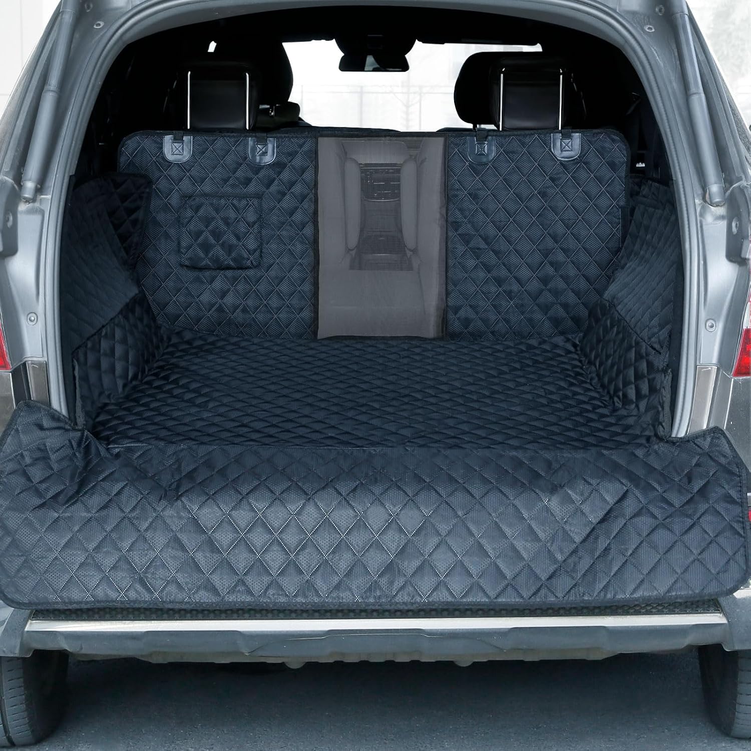 PETICON SUV Cargo Liner for Dogs, Trunk Cover with Bumper Flap Protector