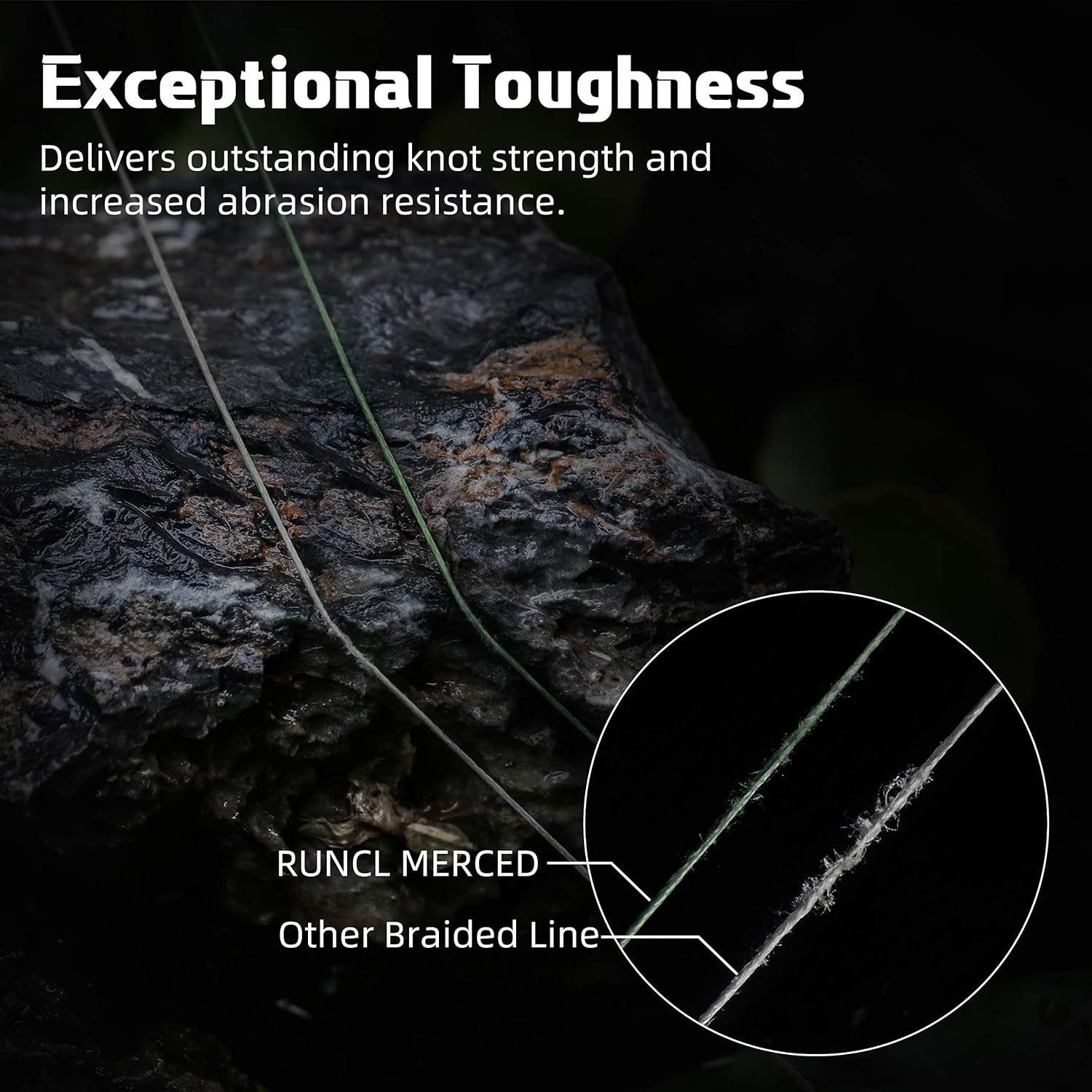 RUNCL Braided Fishing Line Merced, 1000 500 300 Yards Braided Line 4 8 Strands, 6-200LB - Proprietary Weaving Tech, Thin-Coating Tech