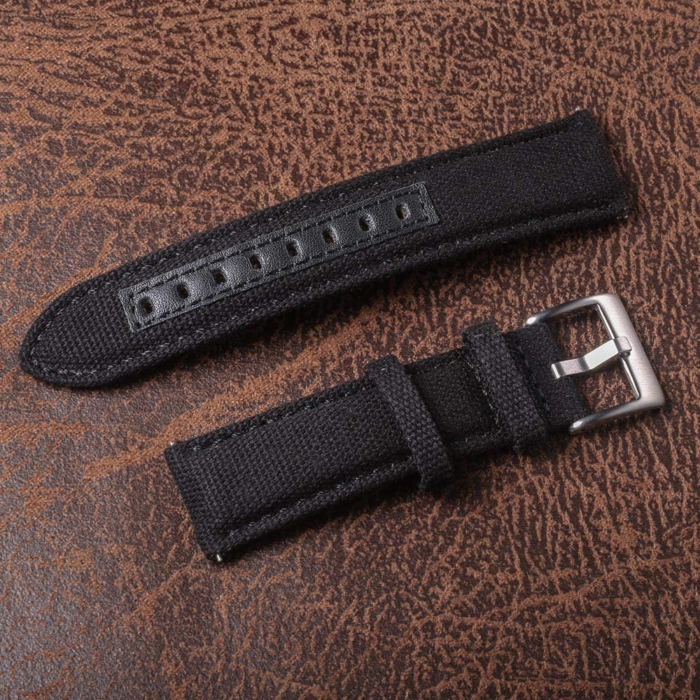 hemsut h Canvas Watch Bands, Quick Release Military Watch Strap, Fabric Replacement 18mm Watch Bands for Men