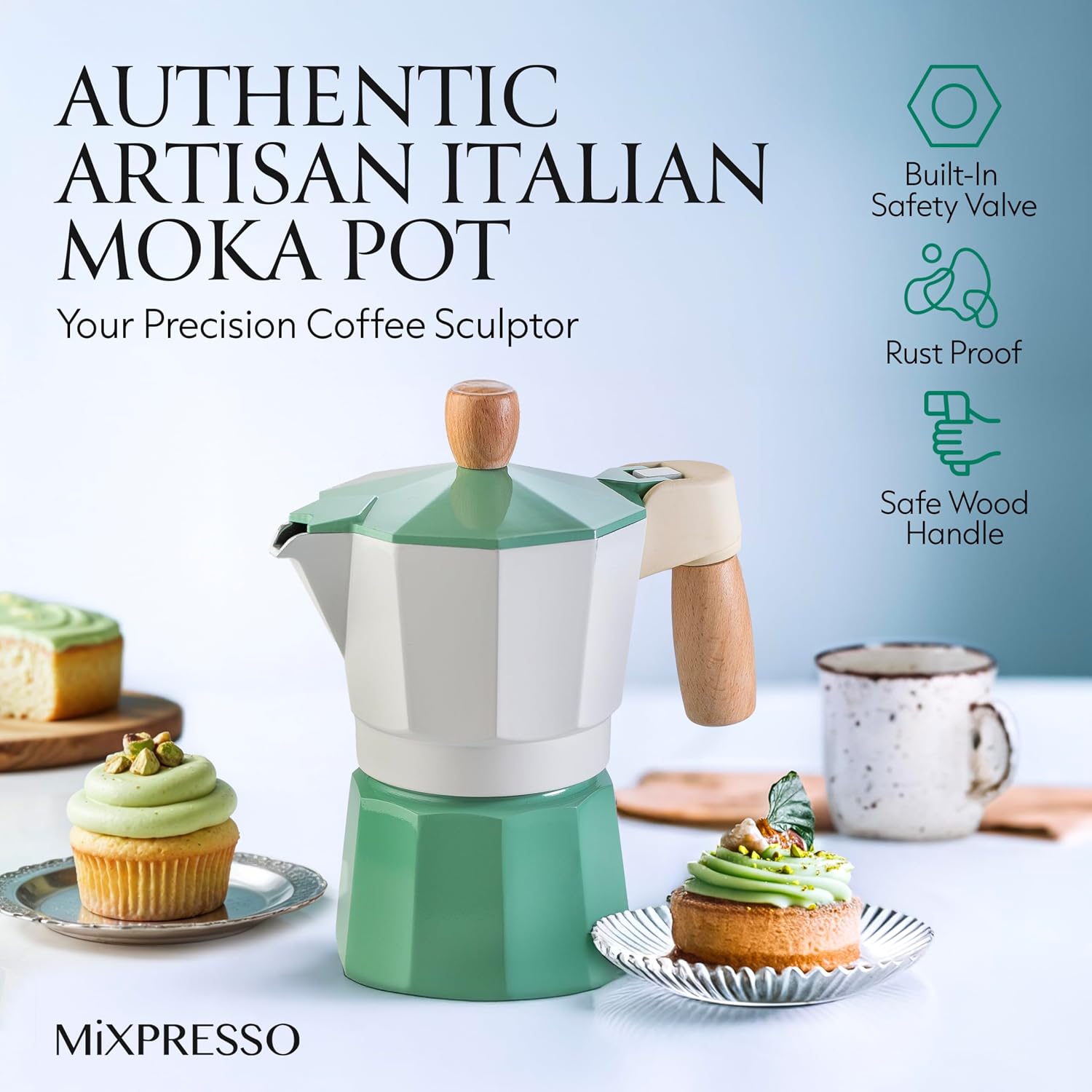 Mixpresso 3 Cup Moka Pot Stovetop Espresso Maker, Italian Cuban Coffee Pot