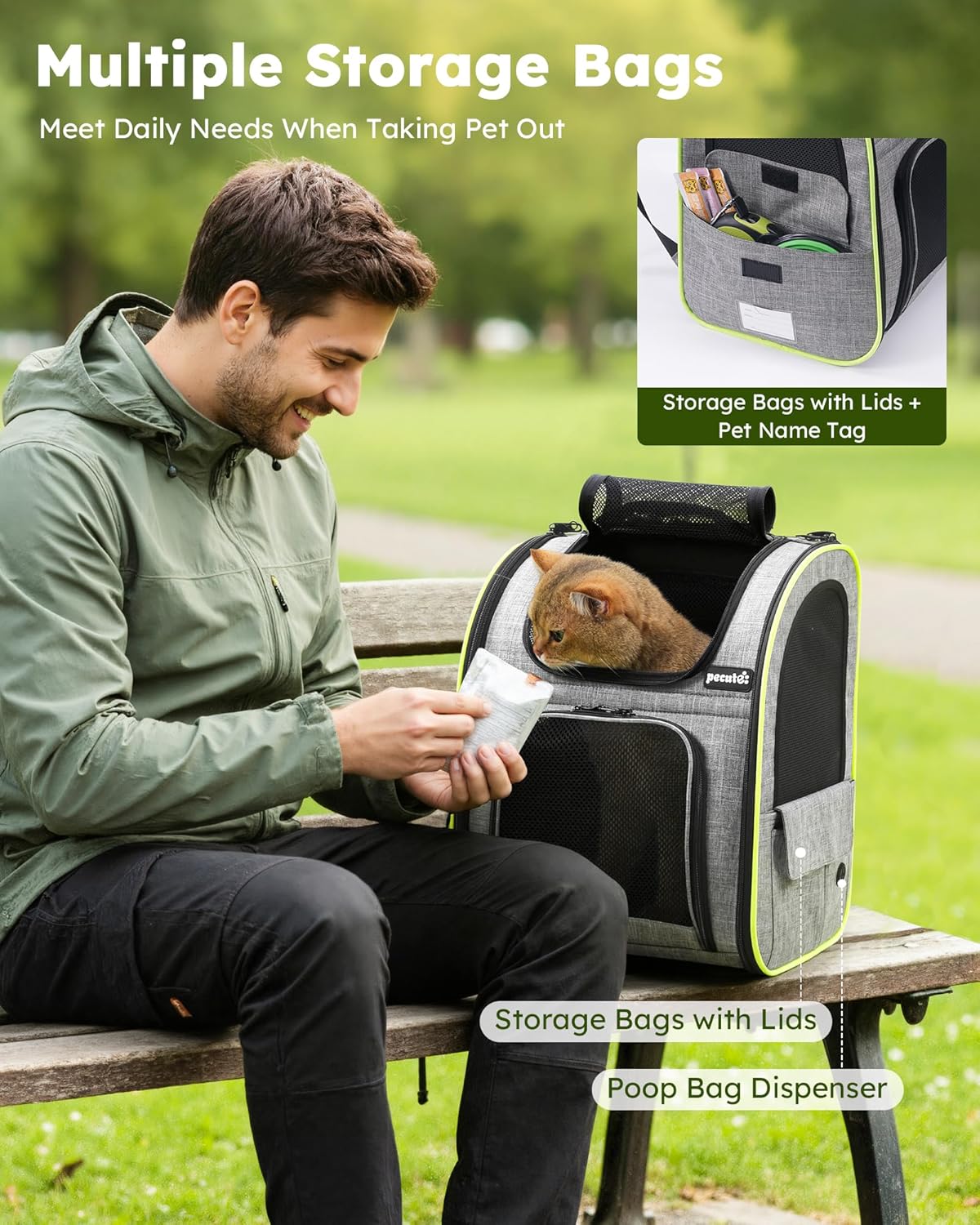 pecute Cat Backpack Expandable, Cat Carrier Backpack with Breathable Window