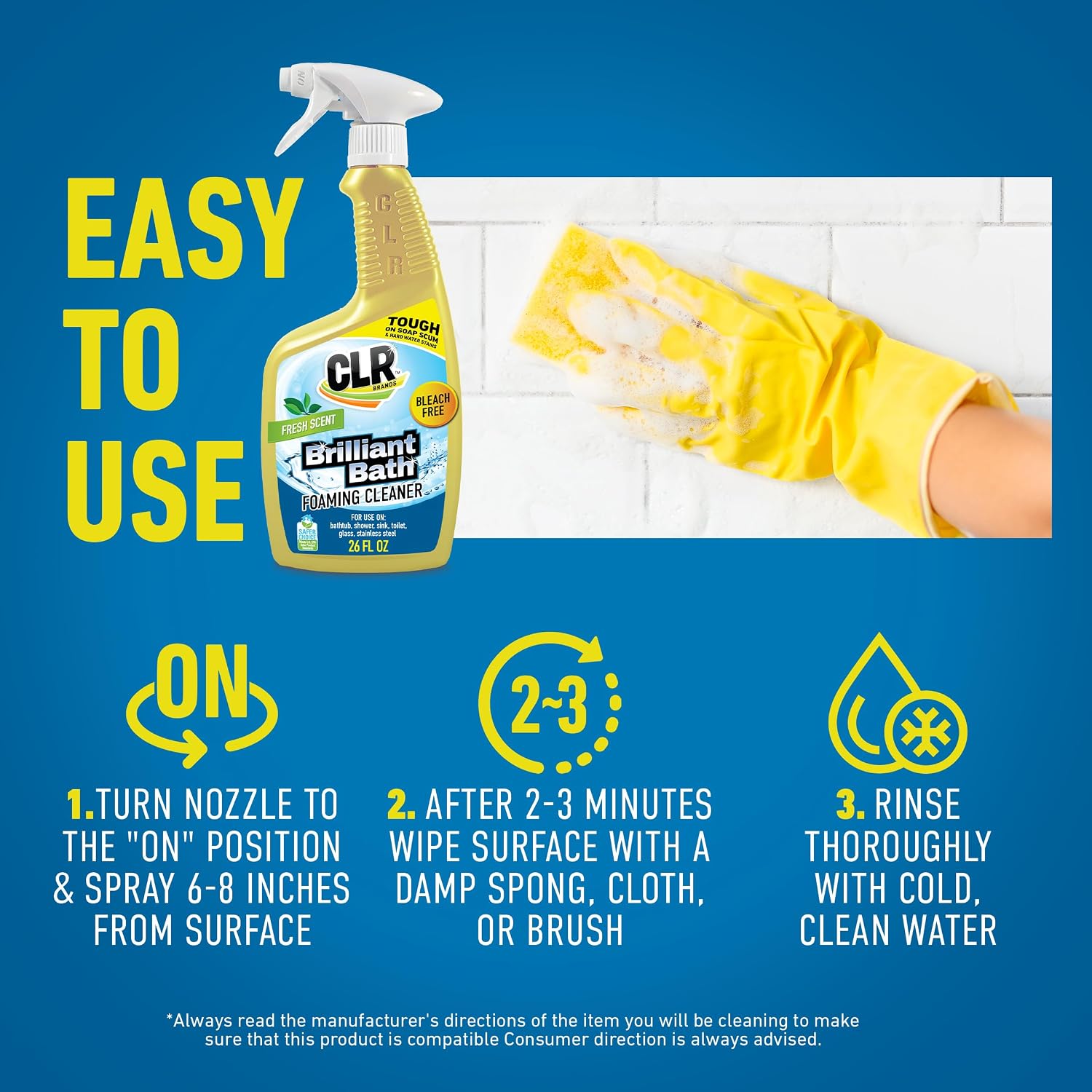 CLR Brilliant Foaming Action Bathroom Cleaner Spray 26 oz. Bottle 2 Pack