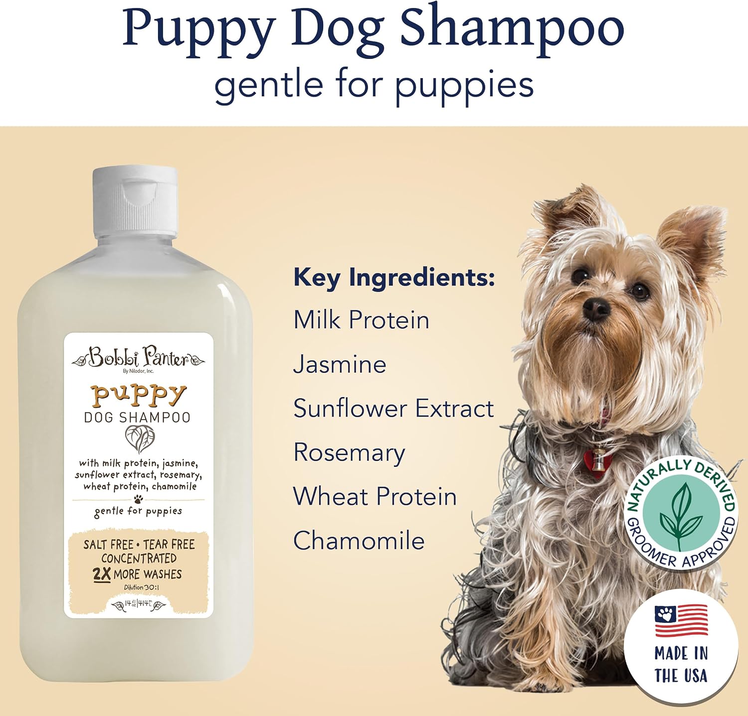 Bobbi Panter Soothing Dog Shampoo Tea Tree, Lavender, Cucumber & Oat Protein – Natural Formula for Sensitive Skin & Irritation Relief, Tear-Free, 30:1 Concentrate, Made in USA, 14 oz