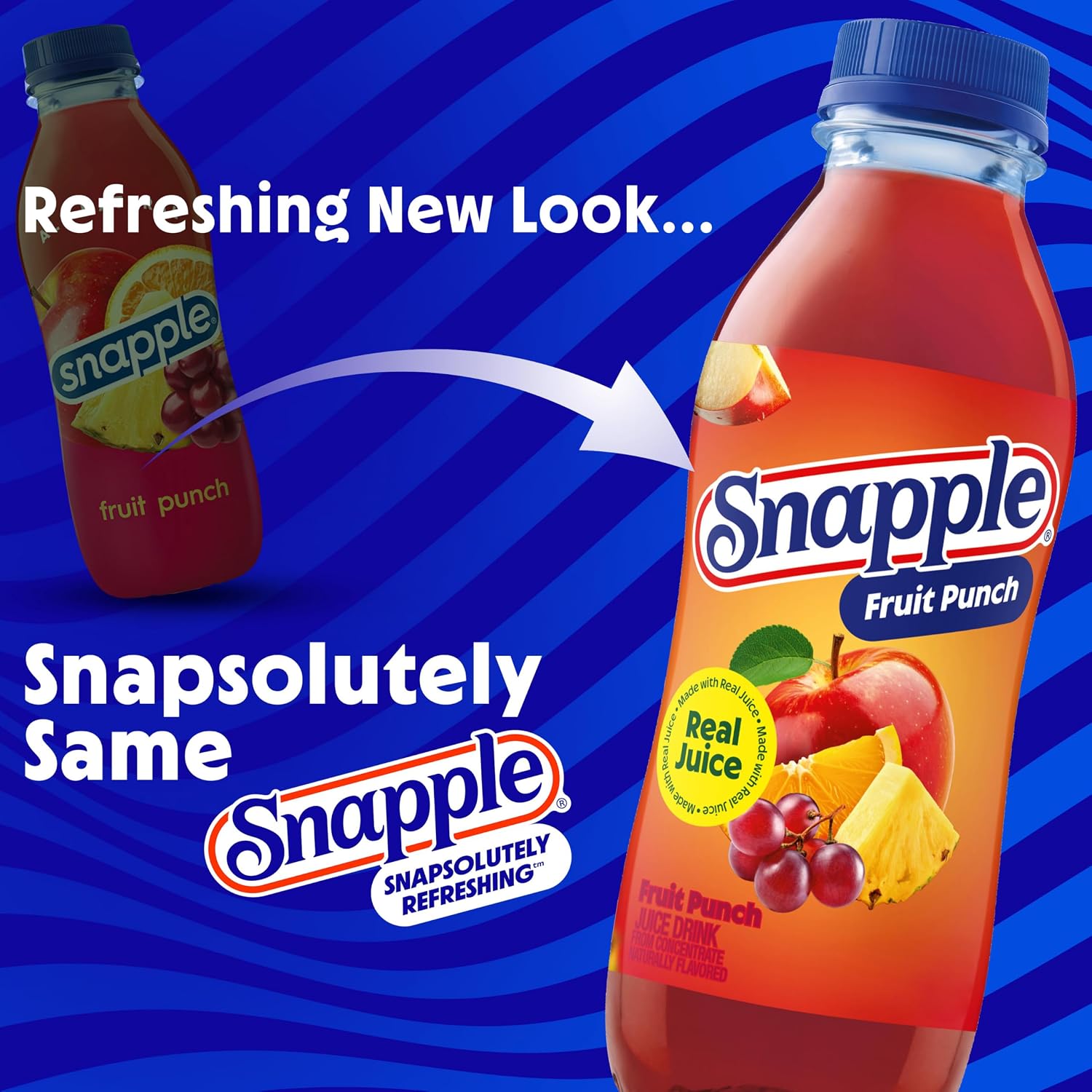Snapple Apple Juice Drink, 16 Fl Oz Recycled Plastic Bottle, All Natural, No Artificial Flavors Or Sweeteners, Gluten-free, Contains 10% Real Juice 12 Pack