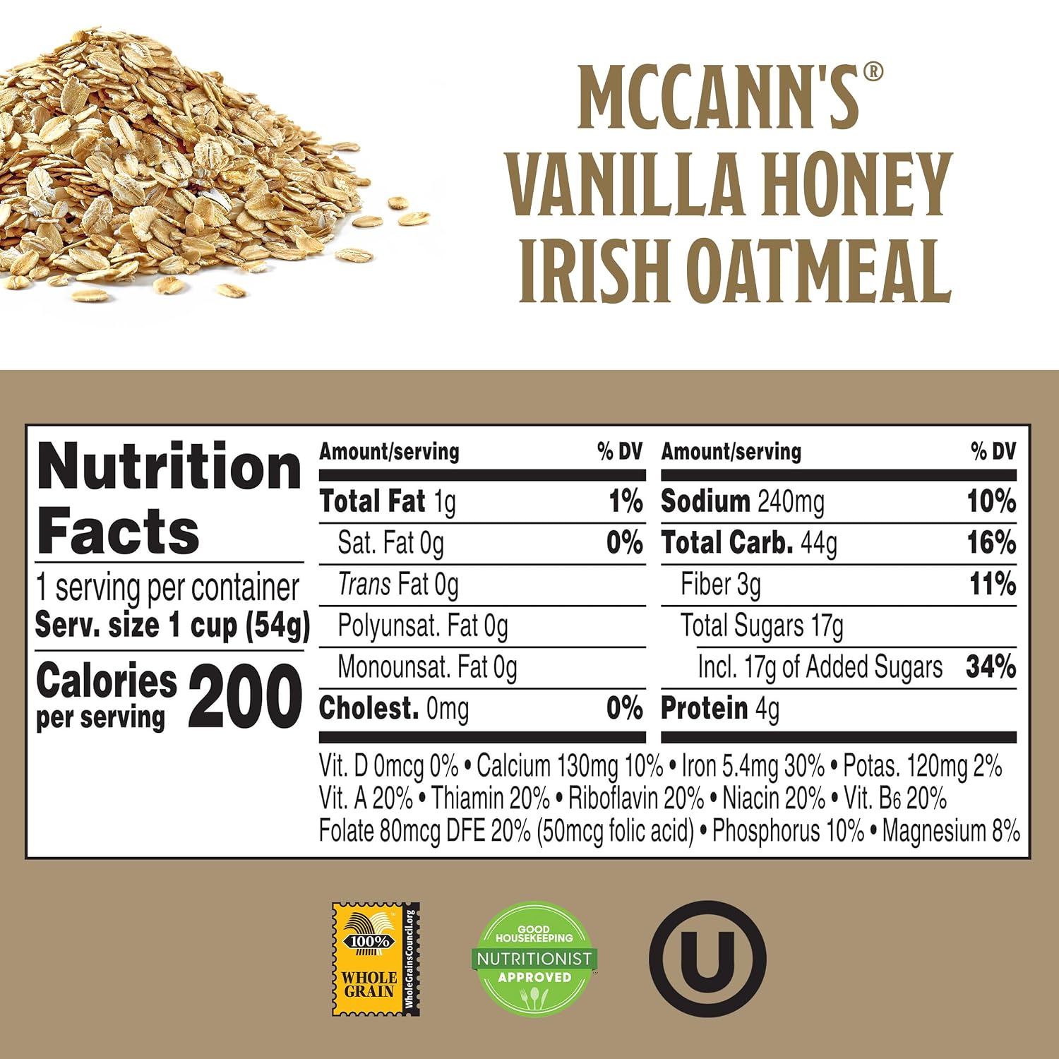 McCann's Irish Oatmeal Instant Oatmeal Cup, Maple Brown Sugar, 1.9 Ounce (Pack of 12)