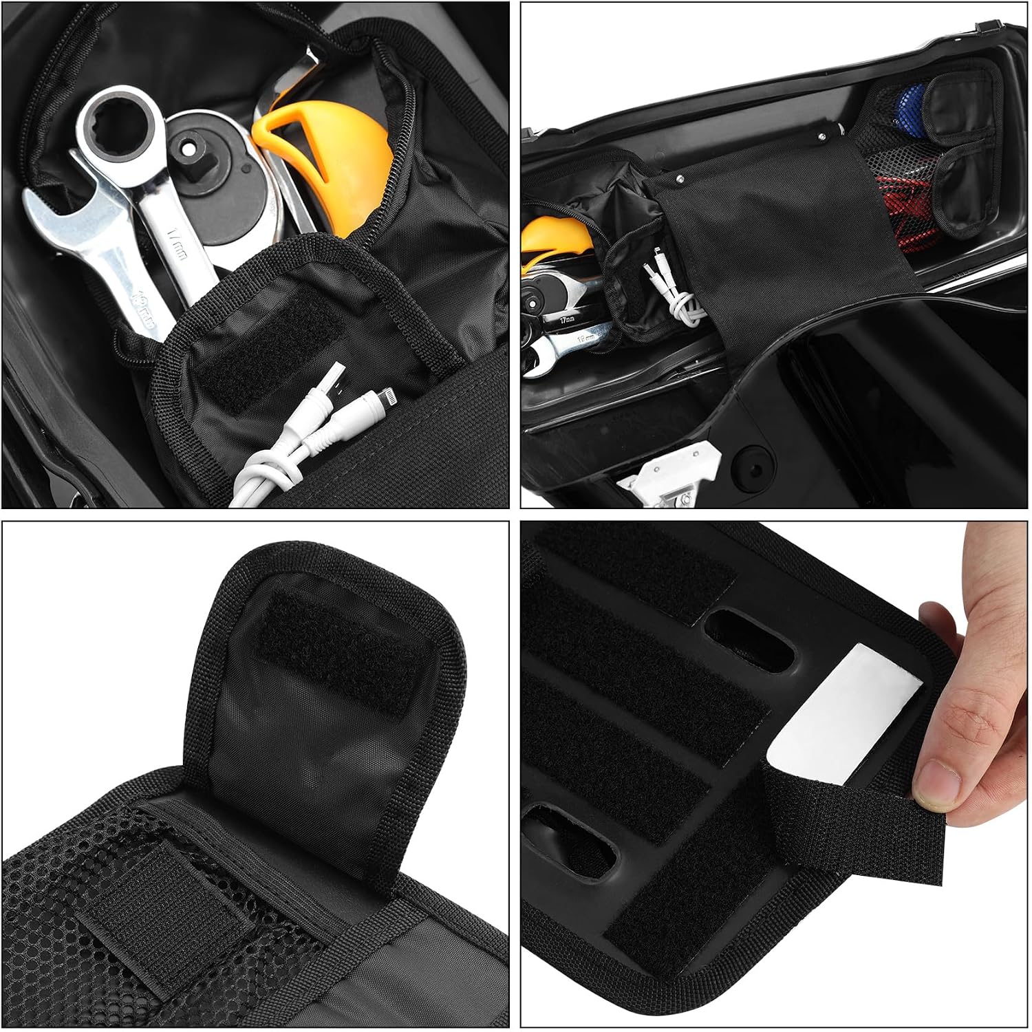 TCMT Motorcycle Saddle Bag Lid Organizer for Harley Touring Road King Street Electra Road Glide FLH/T 1999-2013
