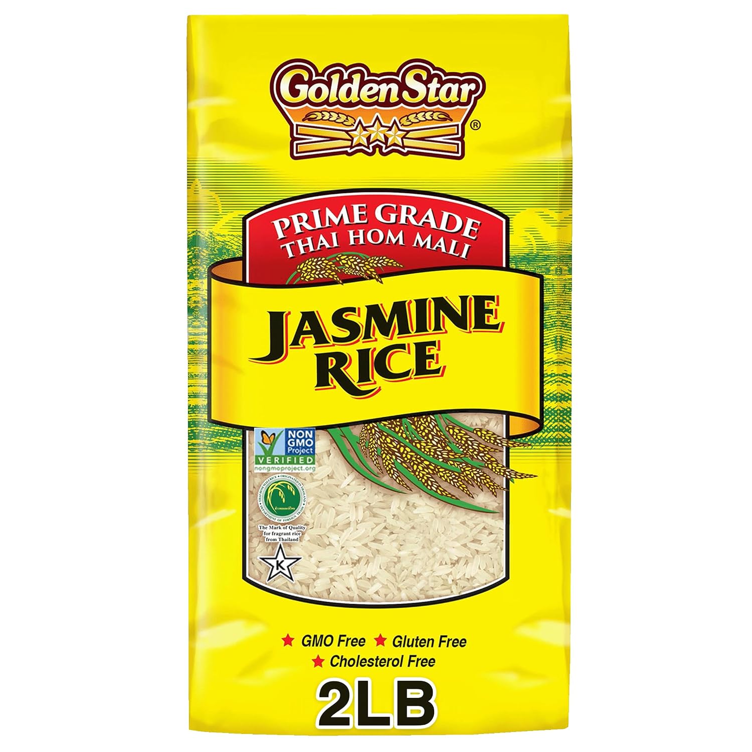 Golden Star Thai Hom Mali White Jasmine Rice - Prime Grade White Rice - 10 lb Bag | Prime Grade White Rice - Great for Gumbo, Curries & More - Cook in Microwave or on Stove Top