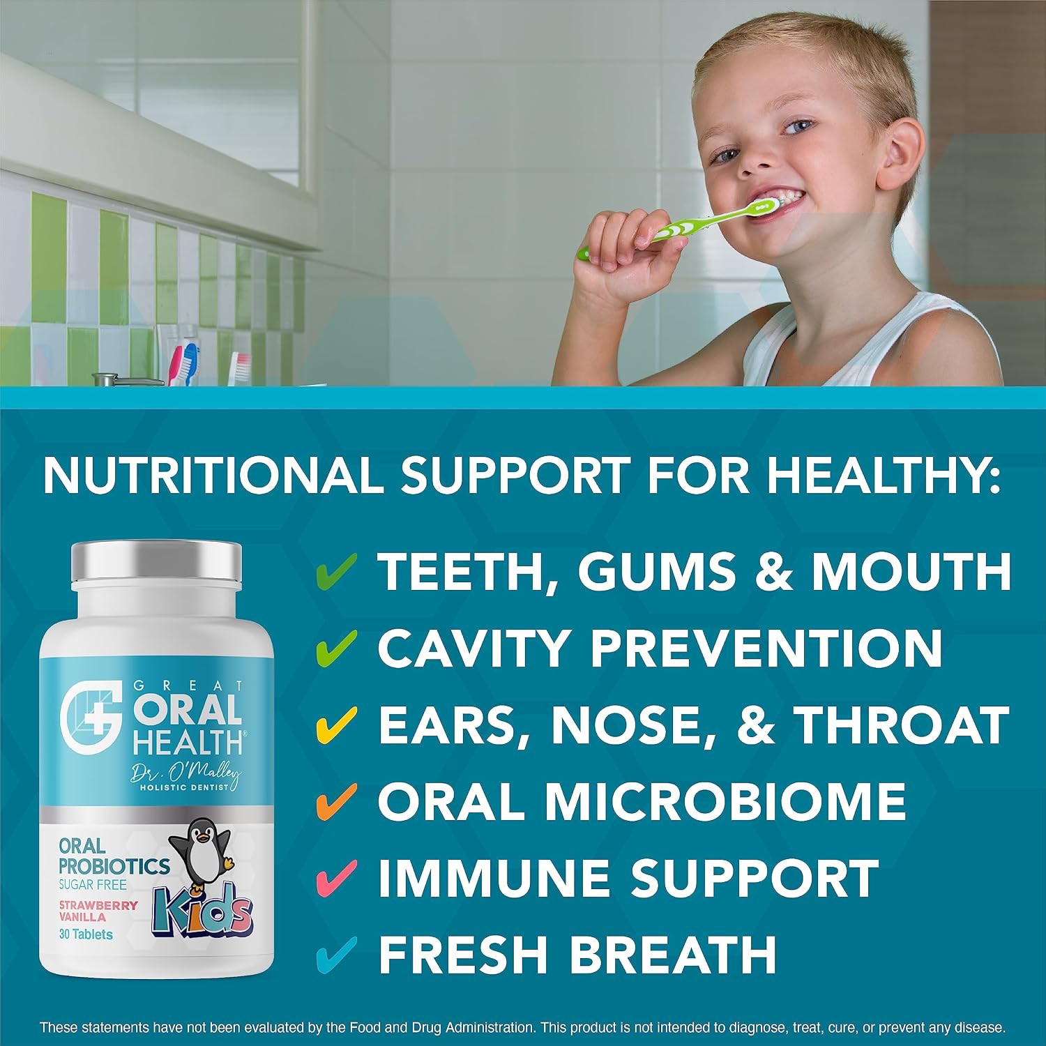 Oral Probiotics for Mouth Bad Breath Treatment for Adults; Dentist Formulated Dental Probiotics for Teeth and Gums Health & Chronic Halitosis with BLIS K12 M18, 60 Chewable Oral Health Tablets Mint