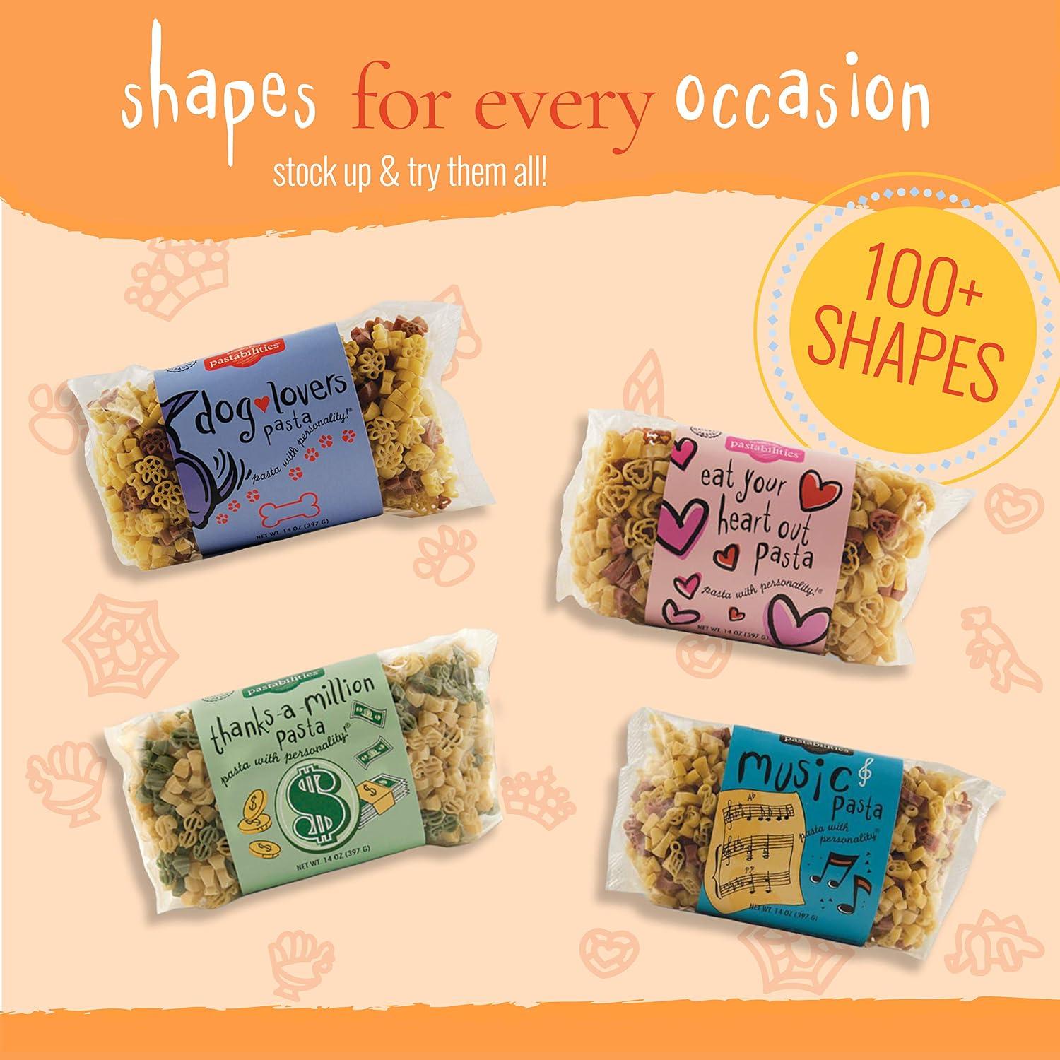 Pastabilities Fun Shaped Pasta for Kids - Black Cat Shaped - Cats and Paws Animal Theme, Non-GMO Natural Wheat Pasta, All-Natural, Kosher Certified, Made in the USA, (4 Pack, 14 Oz)